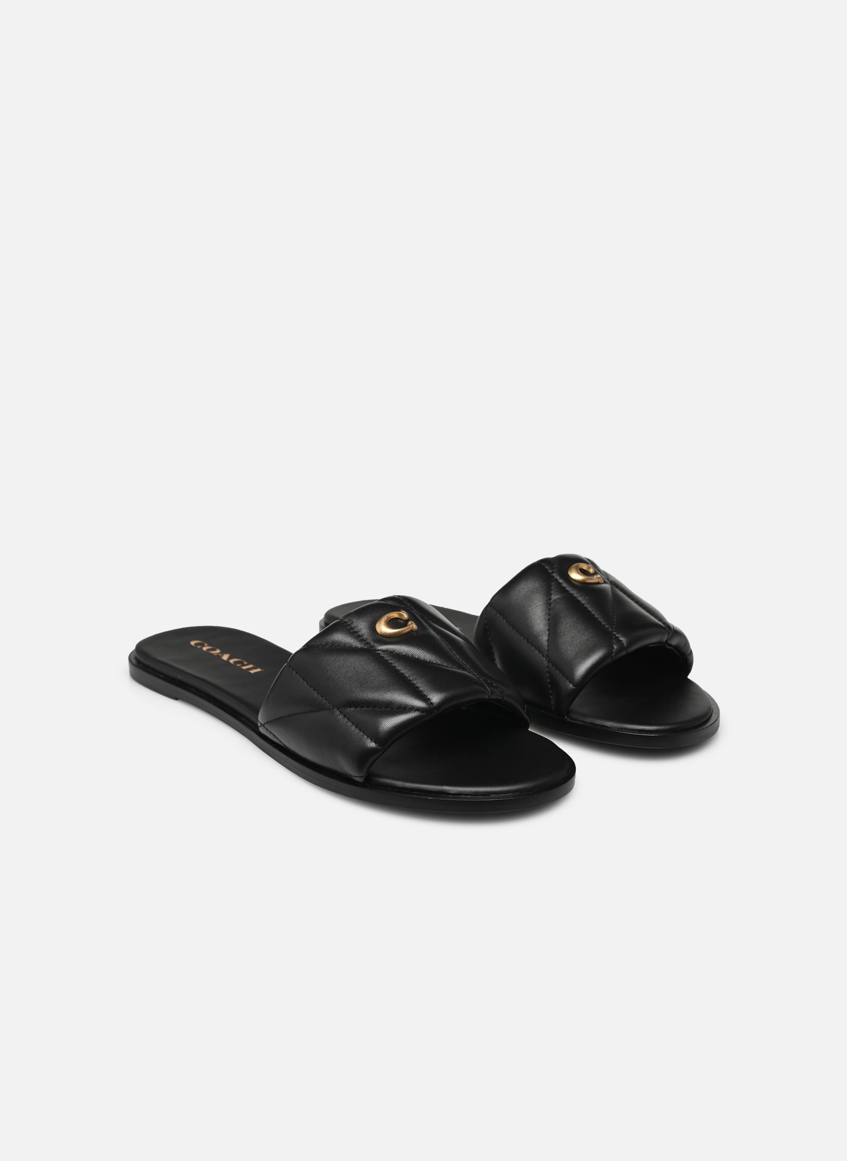 Mules et sabots Holly Quilted Leather Sandal femme noir Coach Mules et sabots Holly Quilted Leather Sandal femme noir BLACK