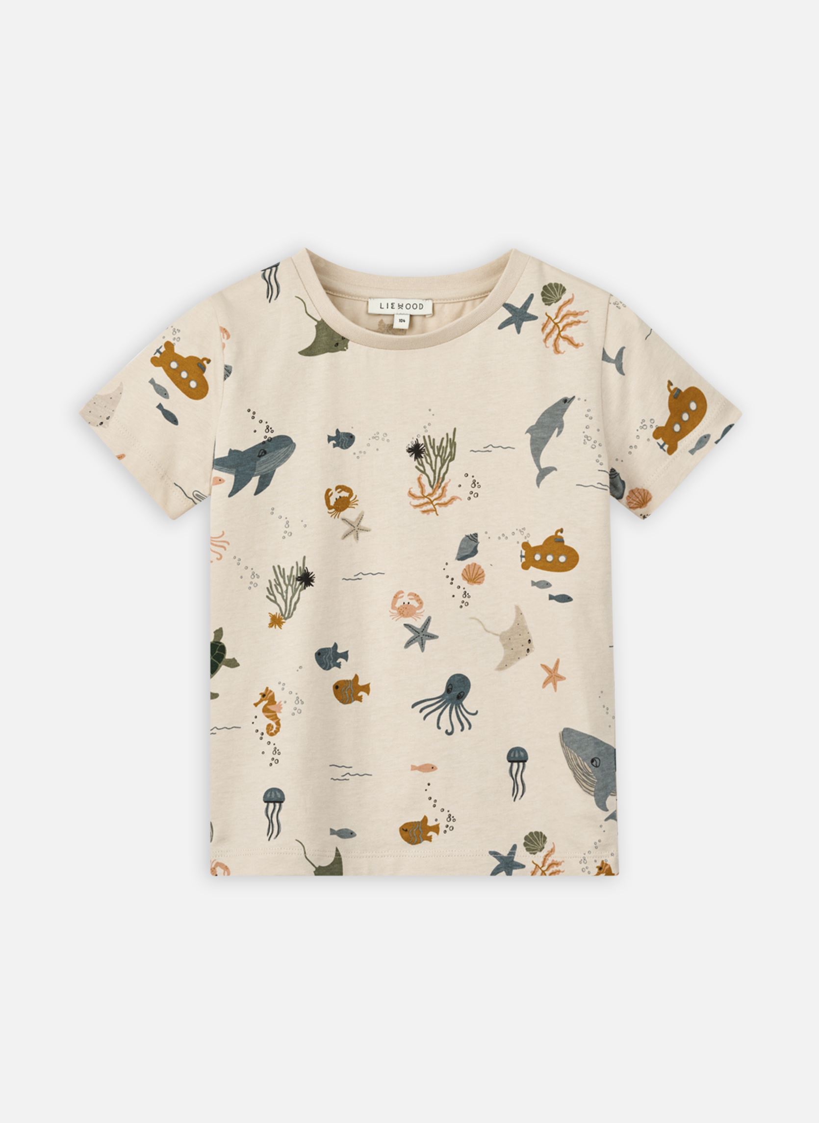Tee-shirts manches courtes Apia Printed Shortsleeve T-shirt blanc Liewood Tee-shirts manches courtes Apia Printed Shortsleeve T-shirt blanc SEA CREATURE / SANDY