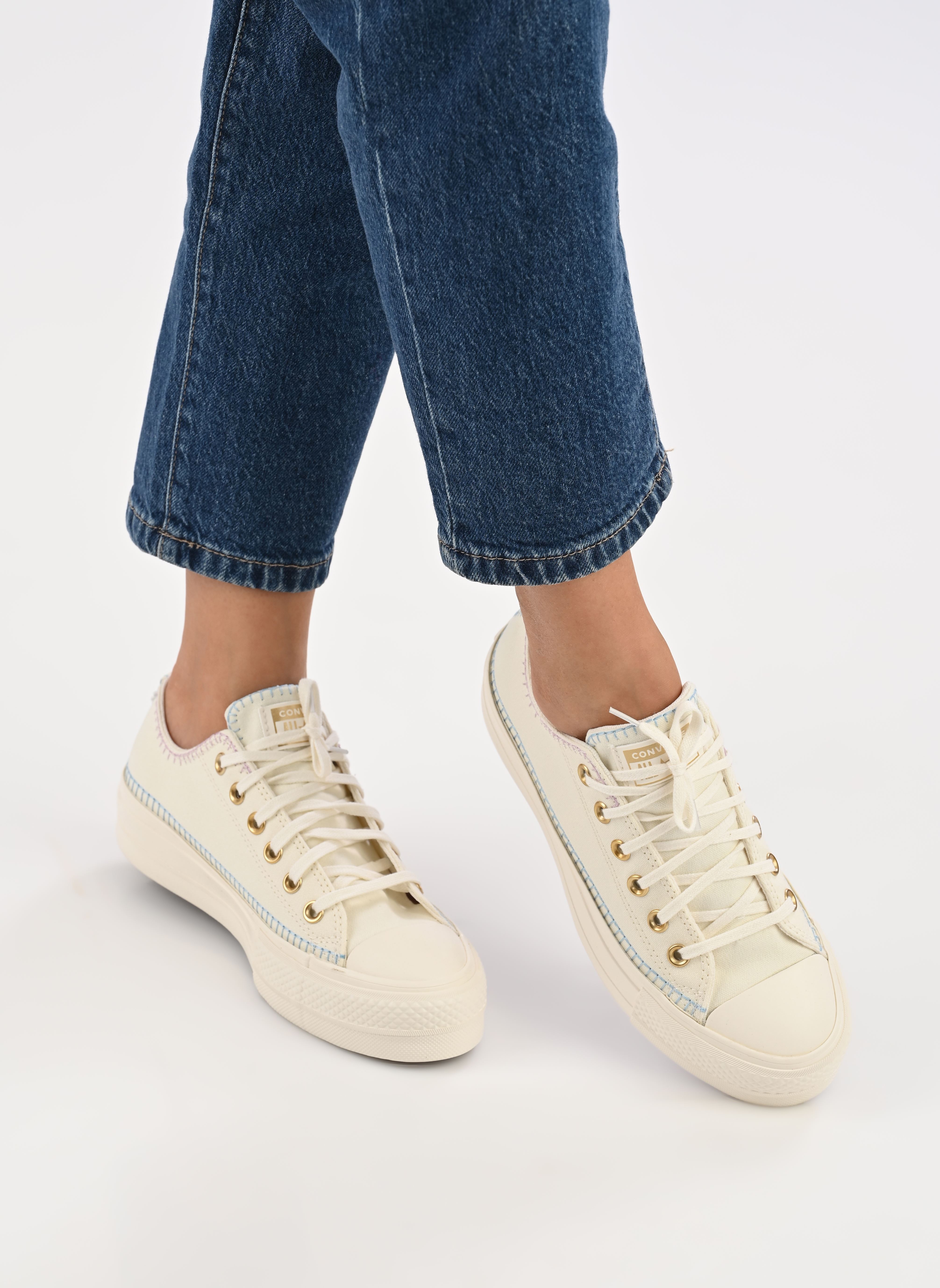 Leinen-Sneaker Chuck Taylor All Star Lift Stitch Sich O damen weiß Converse Leinen-Sneaker Chuck Taylor All Star Lift Stitch Sich O damen weiß KHAKI/OFF WHITE