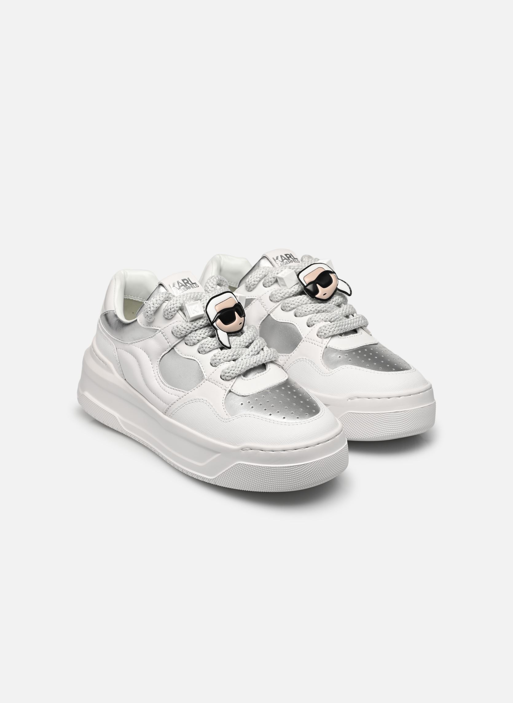 Sleehak sneakers Krew Max Karl Nft Patch dames wit Karl Lagerfeld Sleehak sneakers Krew Max Karl Nft Patch dames wit White Lthr W/Silver