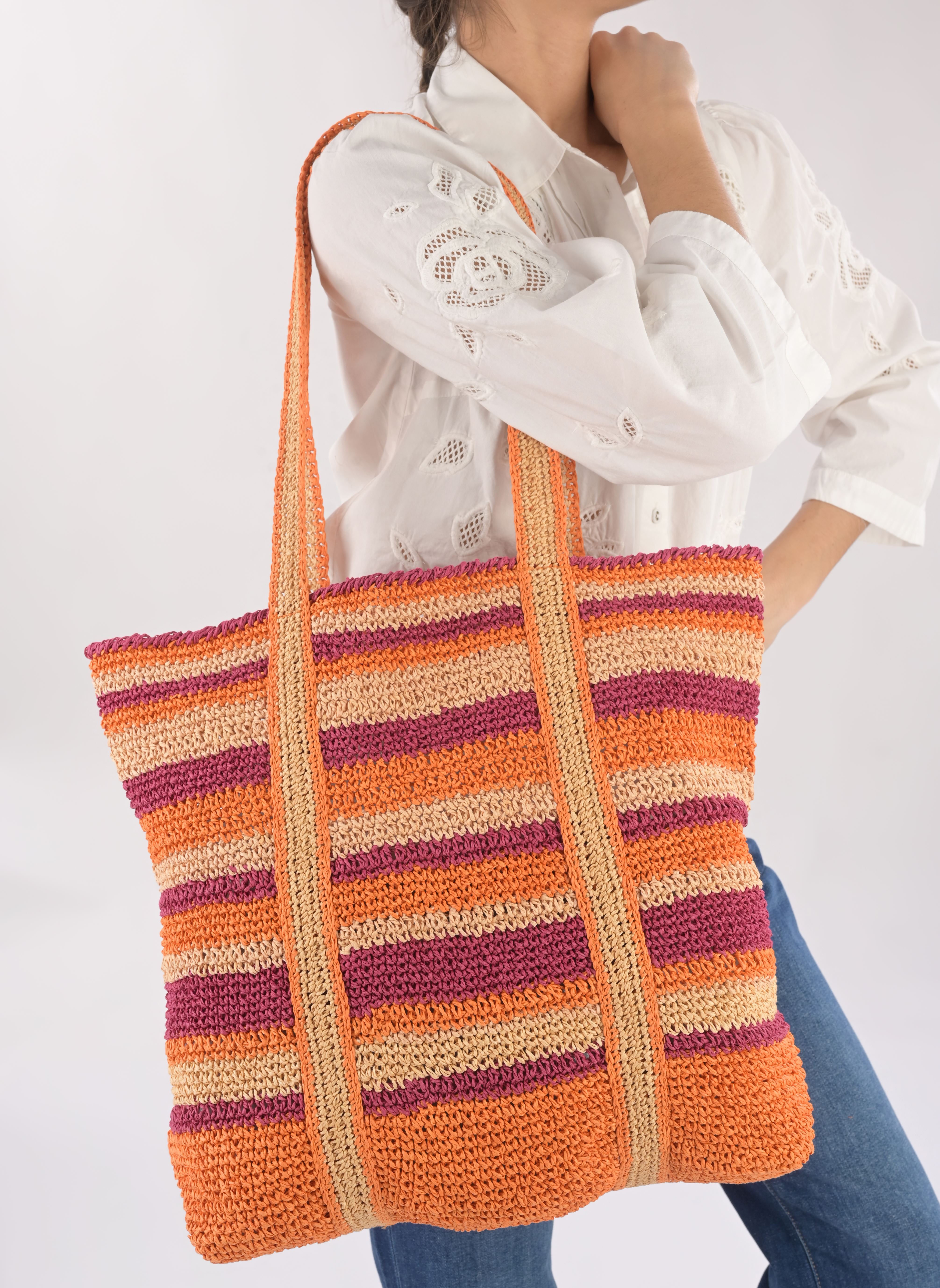Bolsas de compra Cabas Gm En Raphia Papier mujer multicolor Vanessa Bruno Bolsas de compra Cabas Gm En Raphia Papier mujer multicolor MULTICO/ORANGE