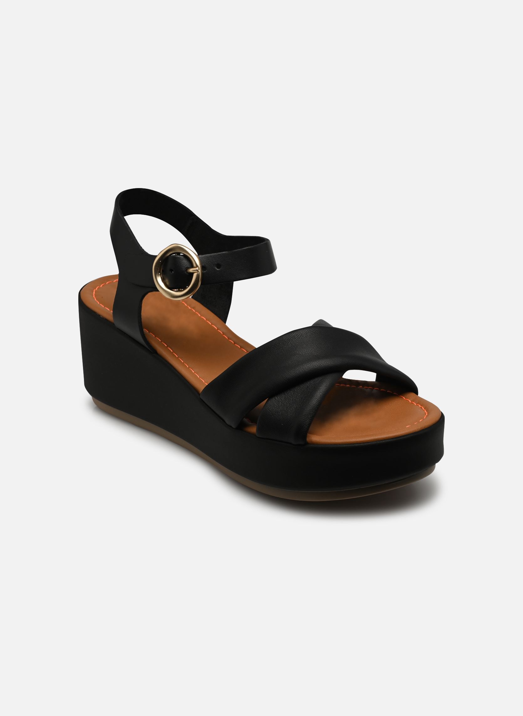 Sandalen met sleehak en plateau AMBRE dames zwart JB Martin Sandalen met sleehak en plateau AMBRE dames zwart Nappa Noir