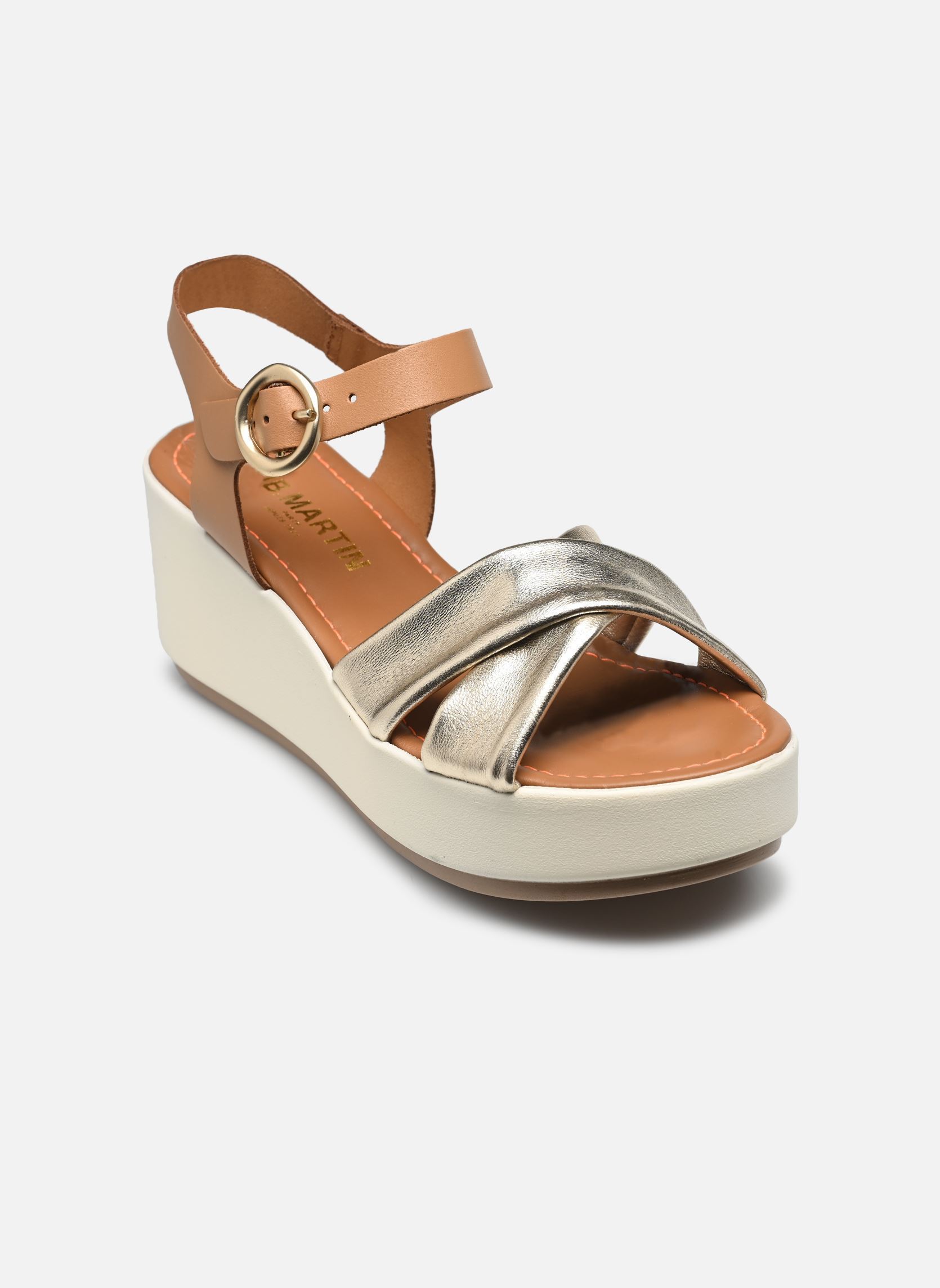 Sandali con zeppa e plateau AMBRE donna oro e bronzo JB Martin Sandali con zeppa e plateau AMBRE donna oro e bronzo METAL DORE
