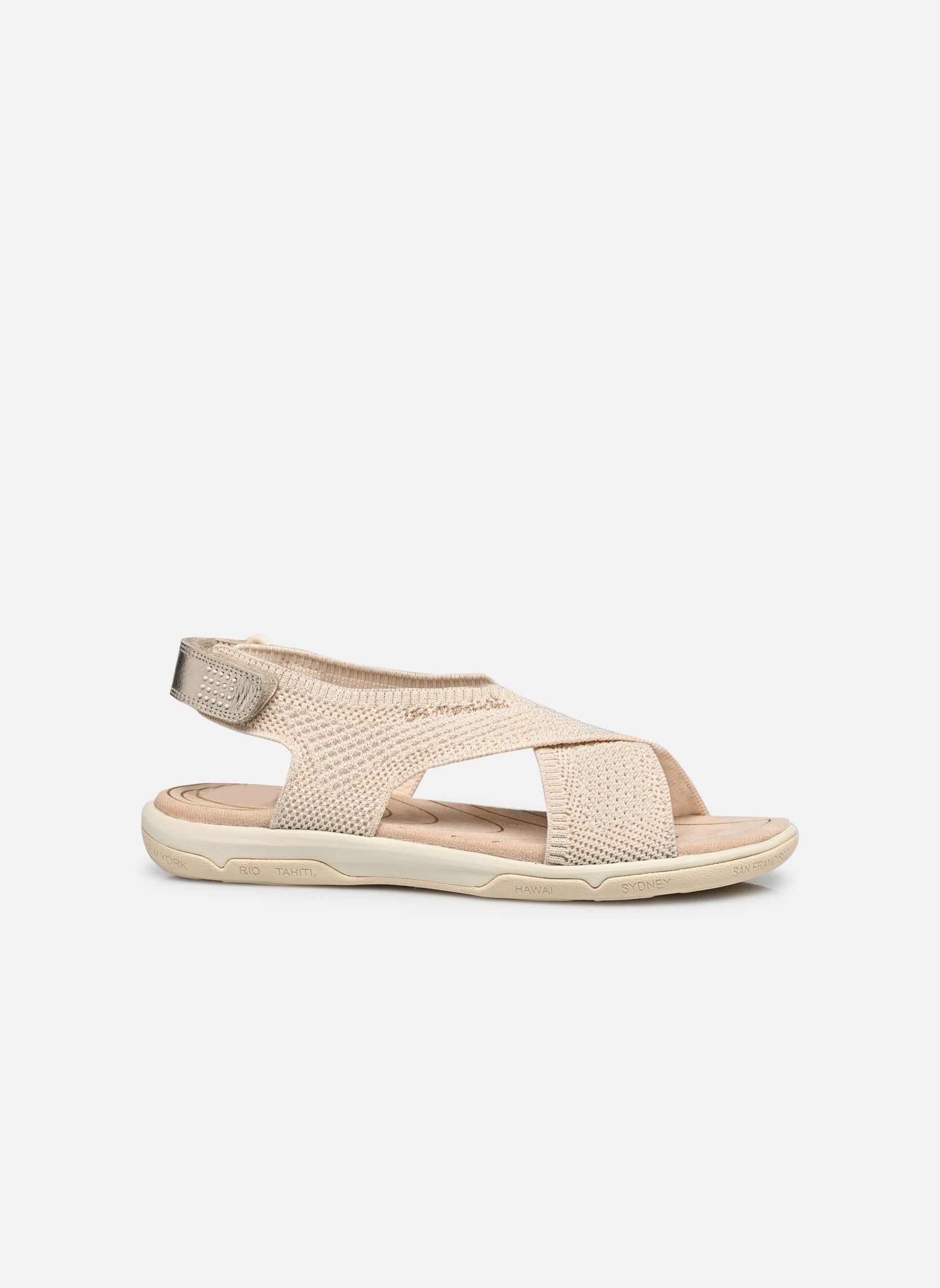 Platte sandalen Jazzfit dames beige TBS Platte sandalen Jazzfit dames beige CHINE LIN + GOLD
