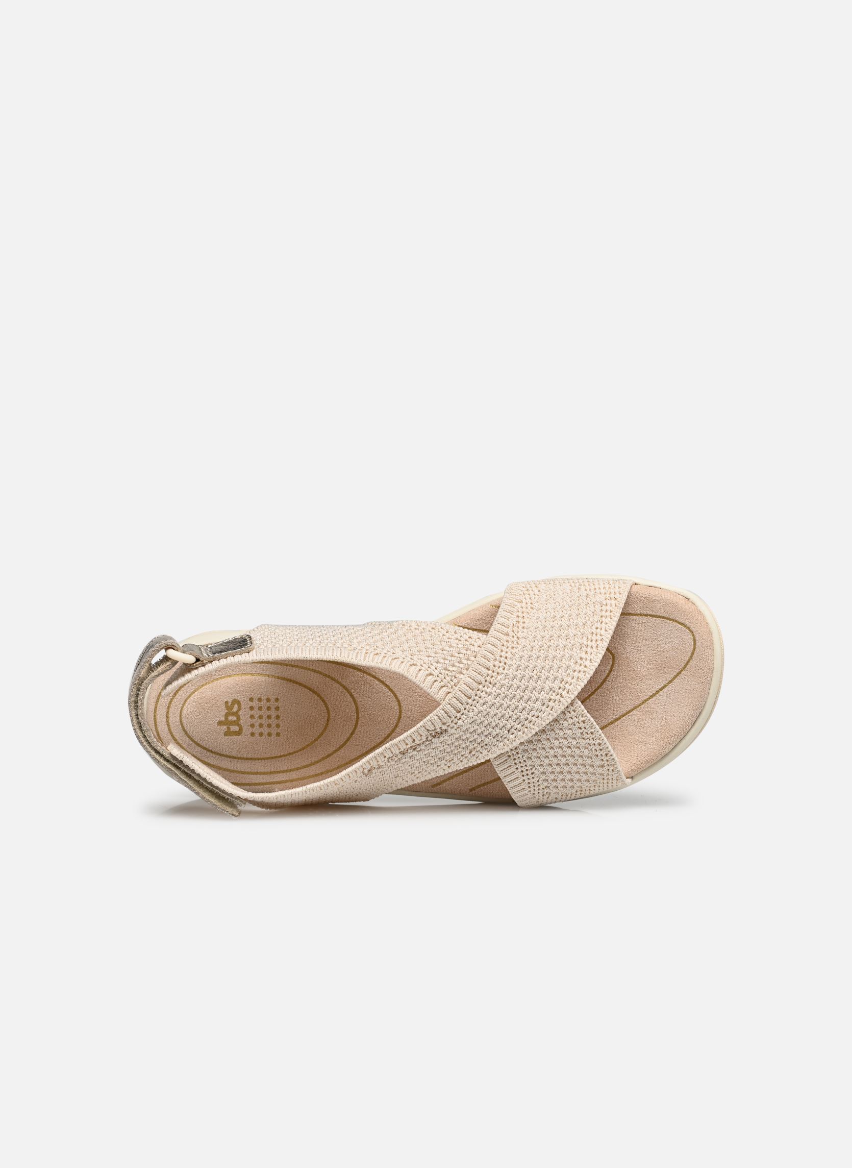 Platte sandalen Jazzfit dames beige TBS Platte sandalen Jazzfit dames beige CHINE LIN + GOLD