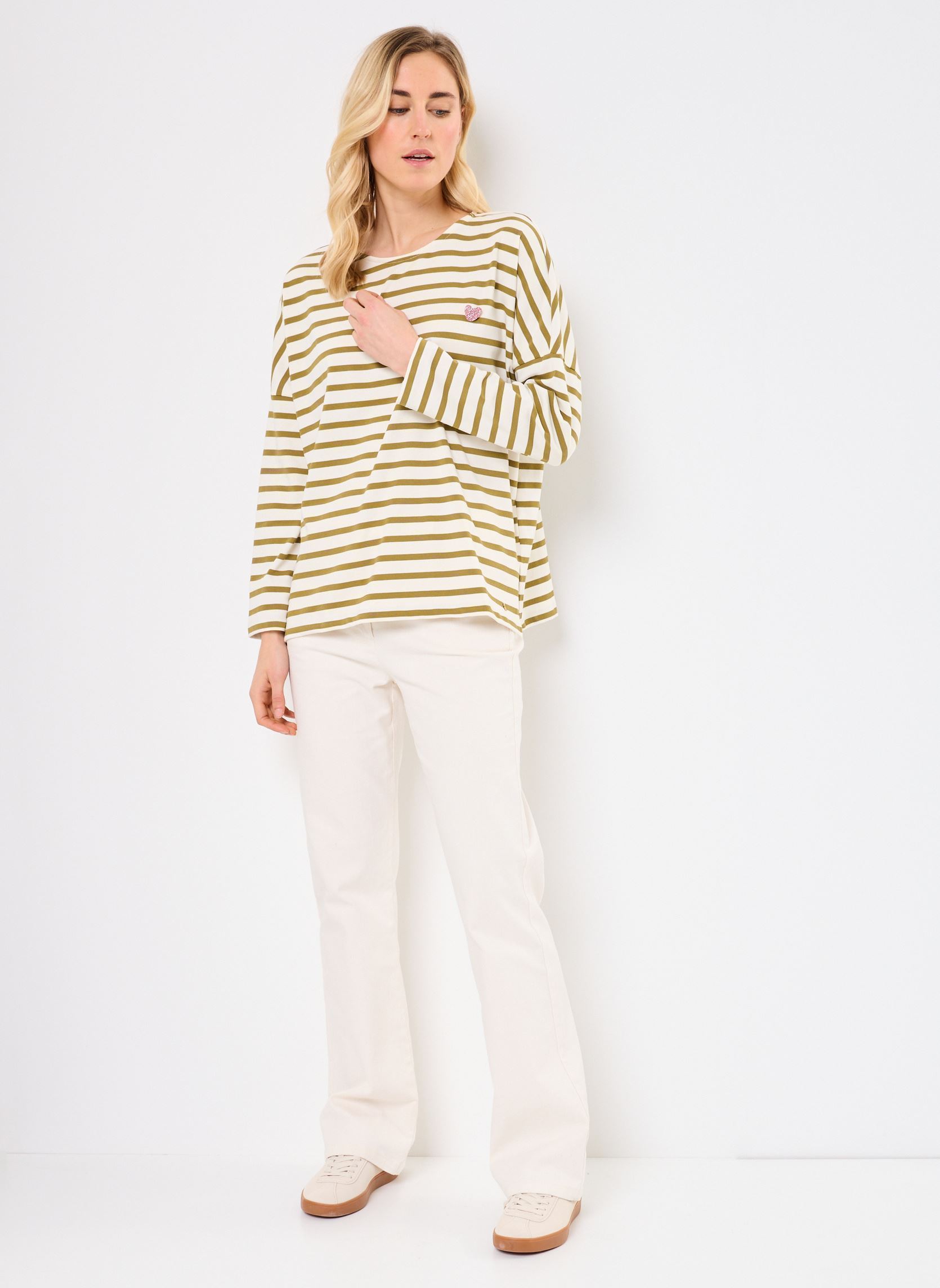 Sweatshirts Filly femme blanc Des Petits Hauts Sweatshirts Filly femme blanc ECRU/BASILIC