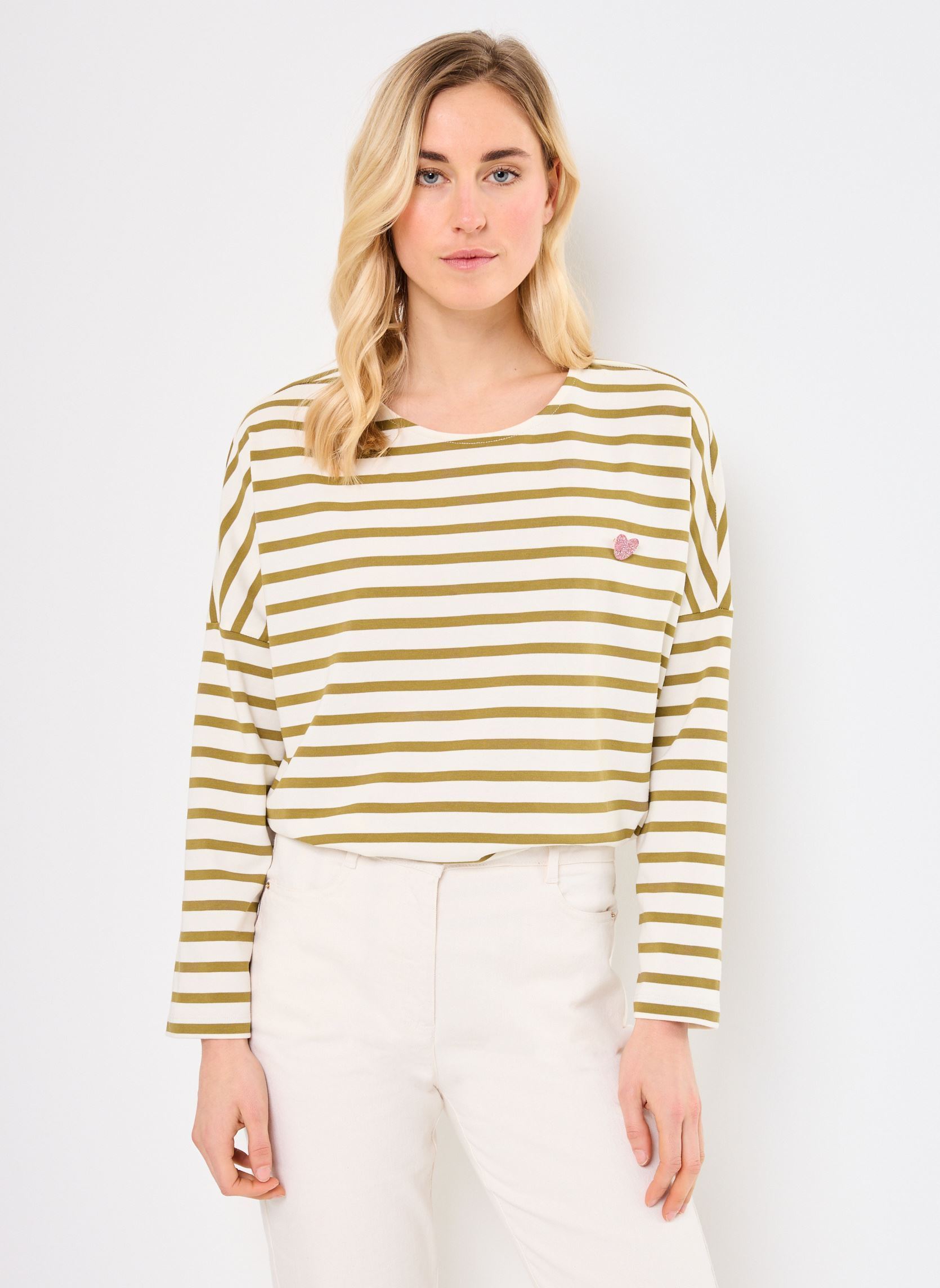 Sweatshirts Filly femme blanc Des Petits Hauts Sweatshirts Filly femme blanc ECRU/BASILIC