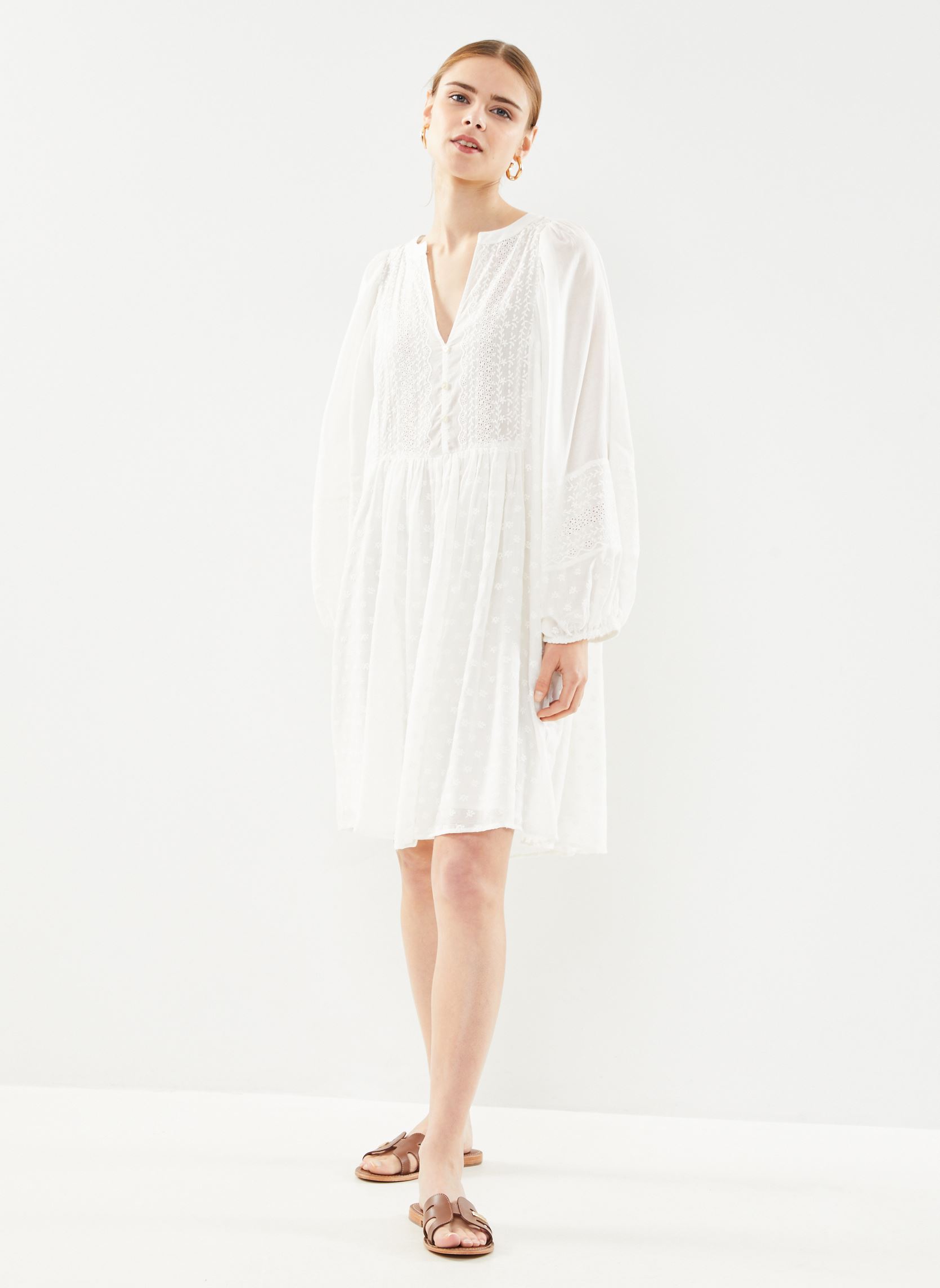 Jurken Reneta dames wit Des Petits Hauts Jurken Reneta dames wit Ecru