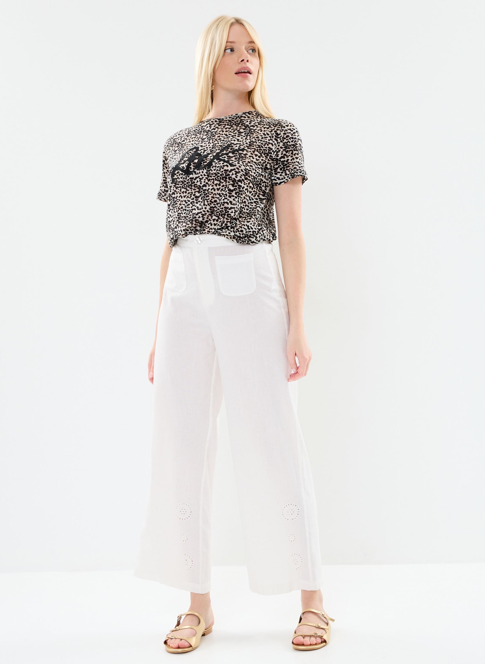 Wijde broeken Shiny dames wit Des Petits Hauts Wijde broeken Shiny dames wit Ecru