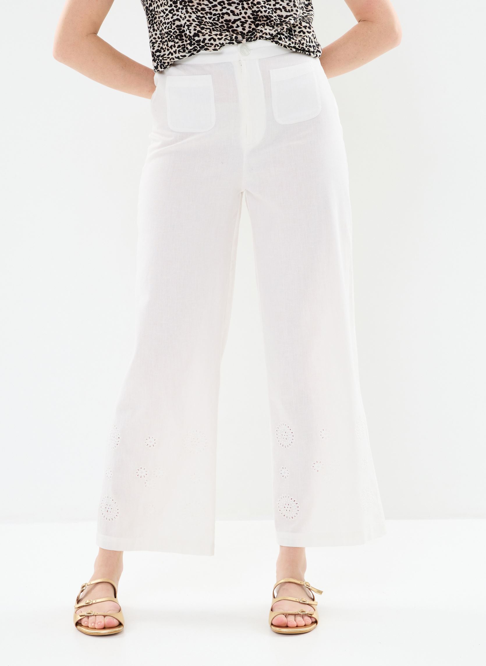Wijde broeken Shiny dames wit Des Petits Hauts Wijde broeken Shiny dames wit Ecru