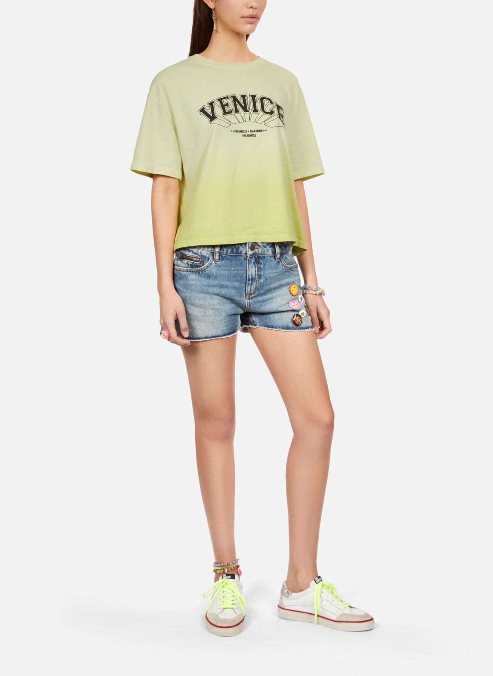 Tee-shirts manches courtes FTSC28027K femme vert The Kooples Tee-shirts manches courtes FTSC28027K femme vert YELLOW