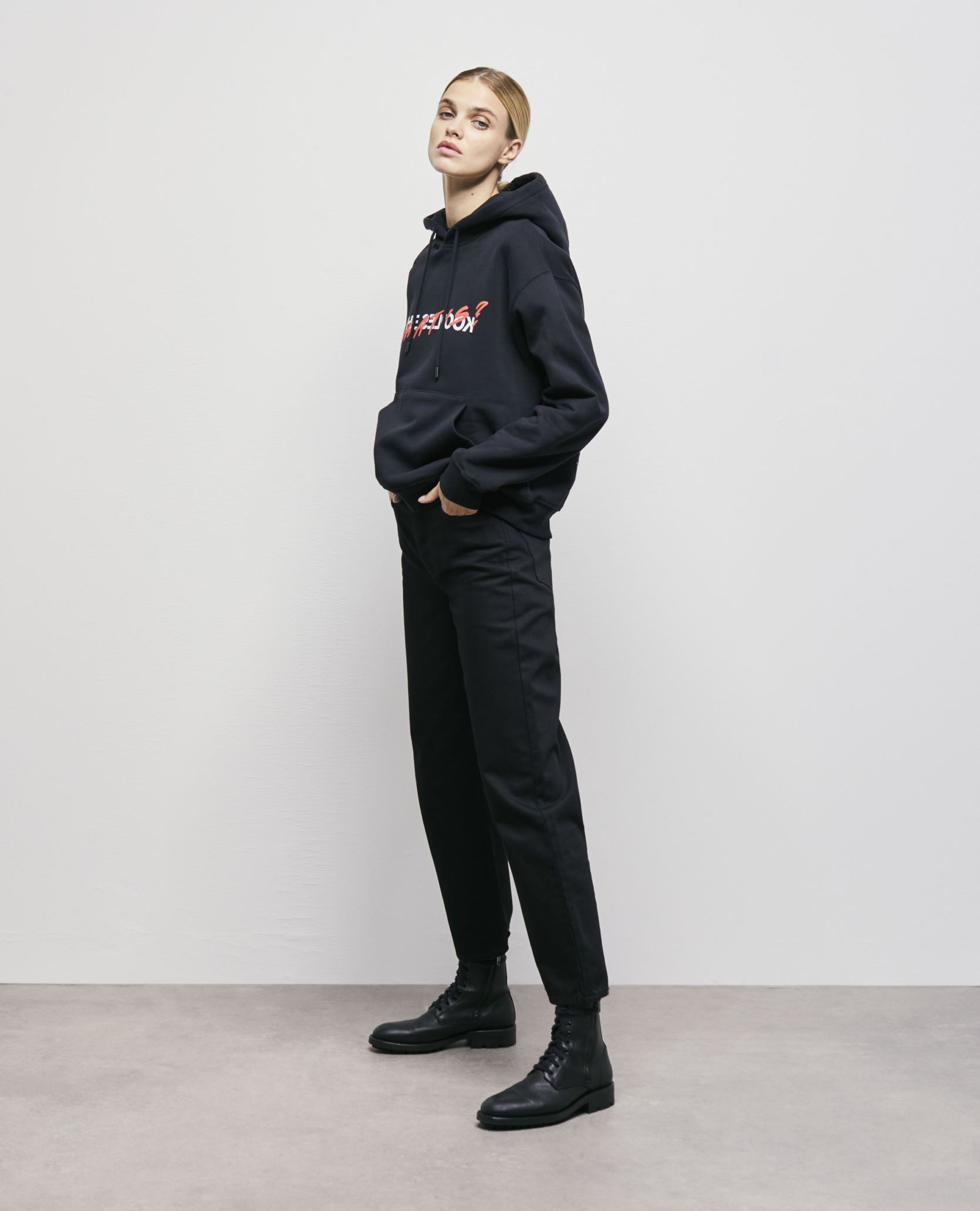 Hoodies FSWE25079K dames zwart The Kooples Hoodies FSWE25079K dames zwart BLACK