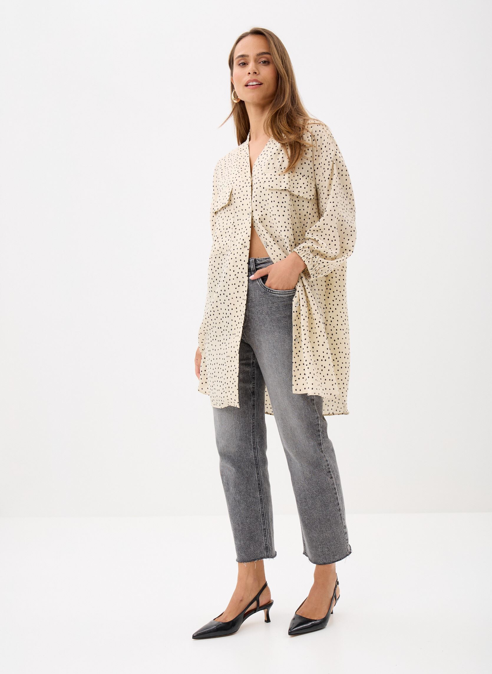 Chemises manches longues NUDANI LONG SHIRT femme beige Nümph Chemises manches longues NUDANI LONG SHIRT femme beige OYSTER GRAY