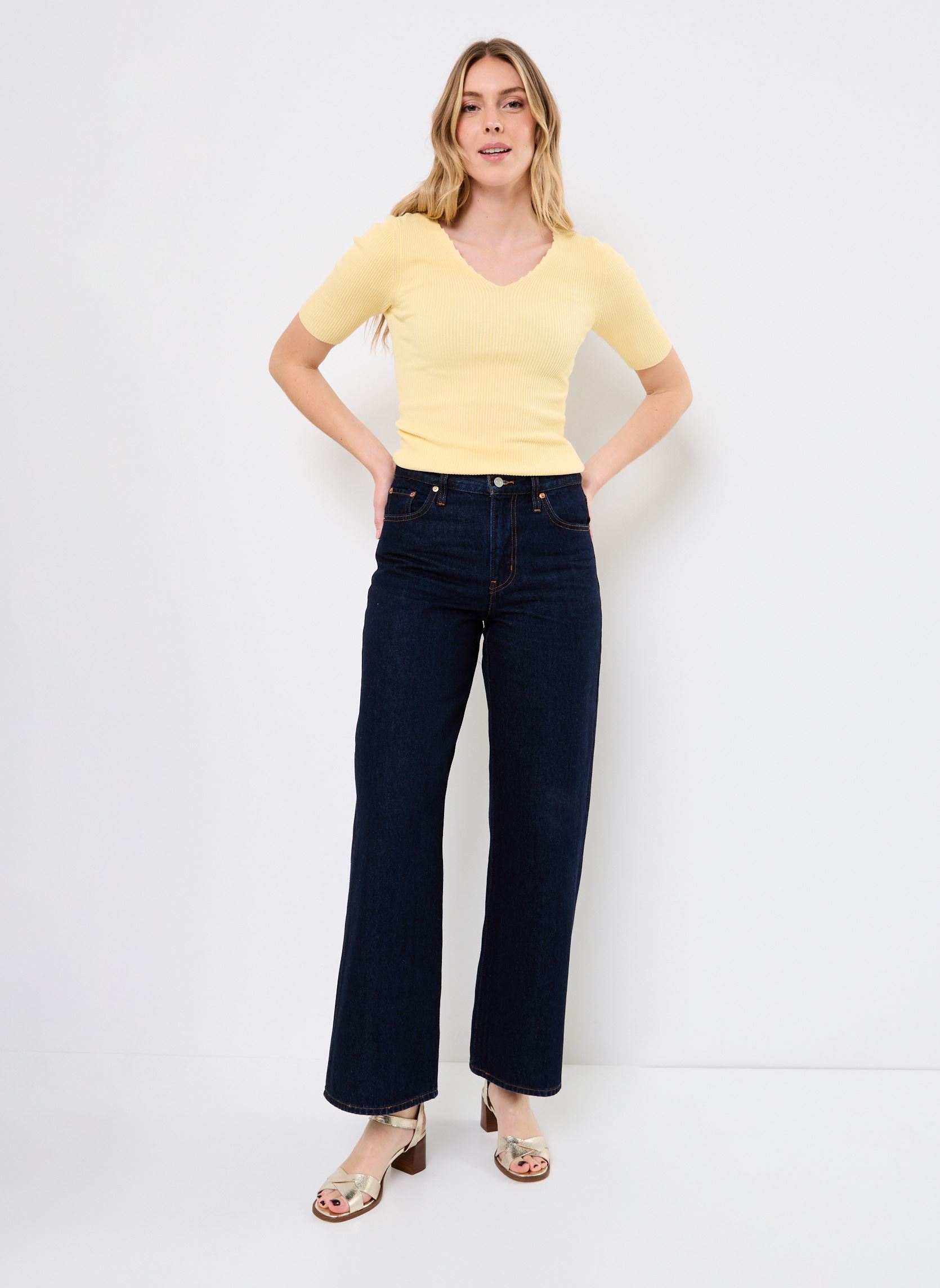 Tee-shirts manches courtes NUAYELET SS PULLOVER CROPPED femme jaune Nümph Tee-shirts manches courtes NUAYELET SS PULLOVER CROPPED femme jaune Golden Haze