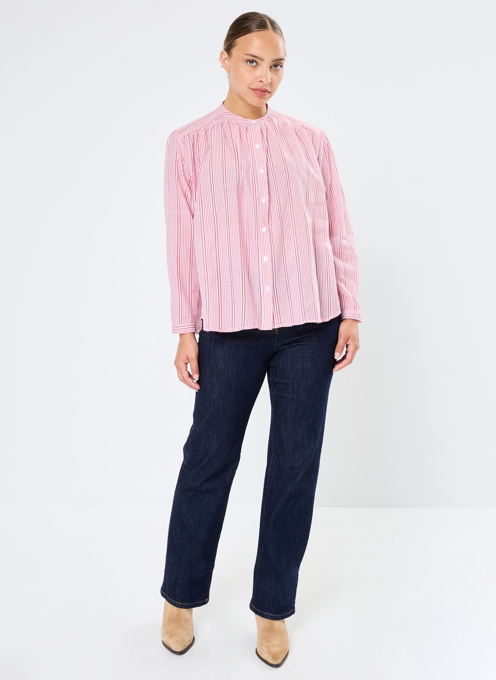 Blouses manches longues Bolia femme blanc La Petite Etoile Blouses manches longues Bolia femme blanc ECRU/ROUGE