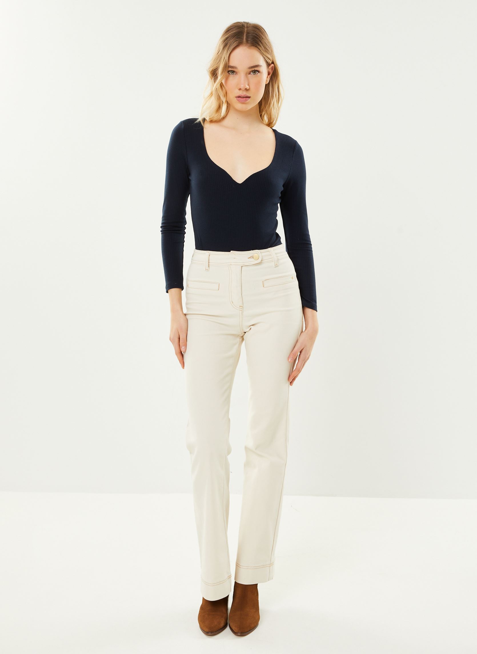 Rechte jeans / Straight Leg Jeans Marceo E dames wit La Petite Etoile Rechte jeans / Straight Leg Jeans Marceo E dames wit Ecru
