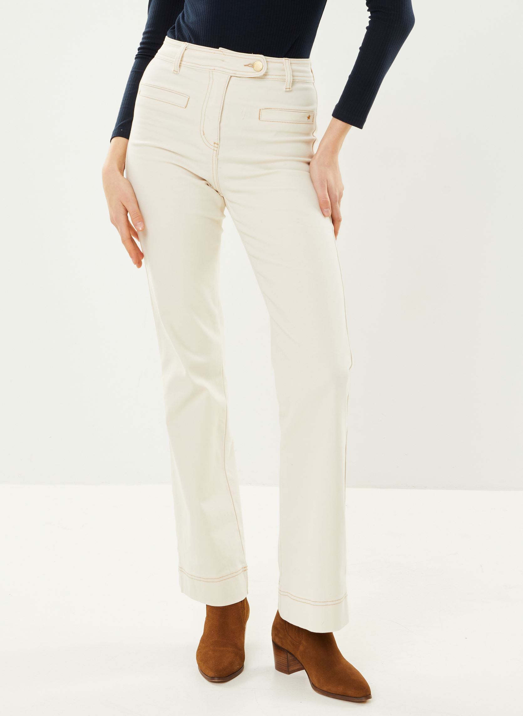 Rechte jeans / Straight Leg Jeans Marceo E dames wit La Petite Etoile Rechte jeans / Straight Leg Jeans Marceo E dames wit Ecru