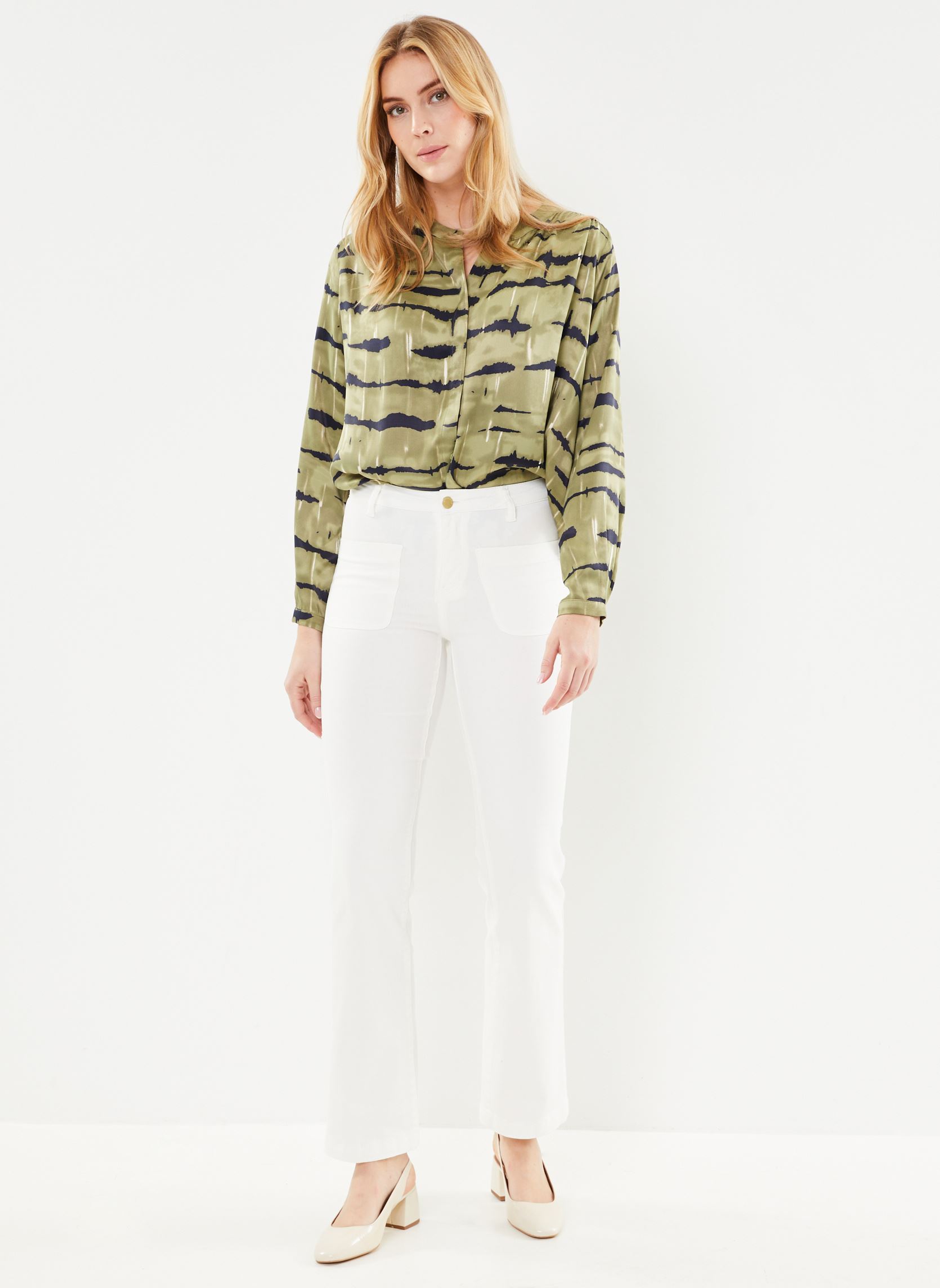 Wijde jeans / Flared Jeans Sonny E dames beige La Petite Etoile Wijde jeans / Flared Jeans Sonny E dames beige Ecru