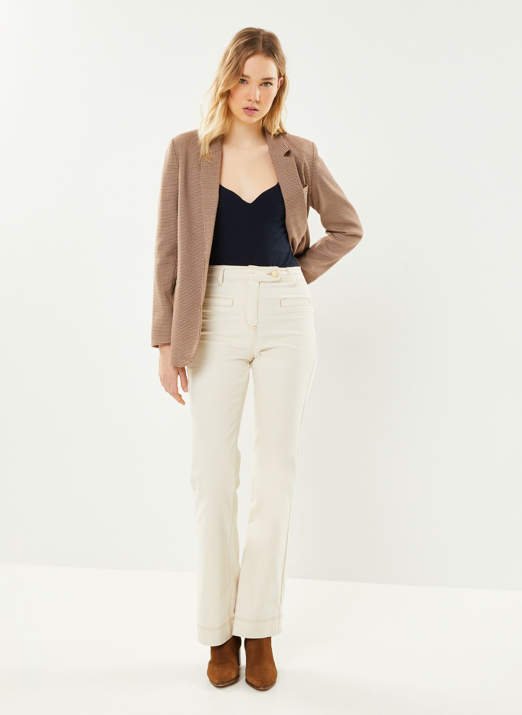 Blazer Victorya dames bruin La Petite Etoile Blazer Victorya dames bruin Pied de poule