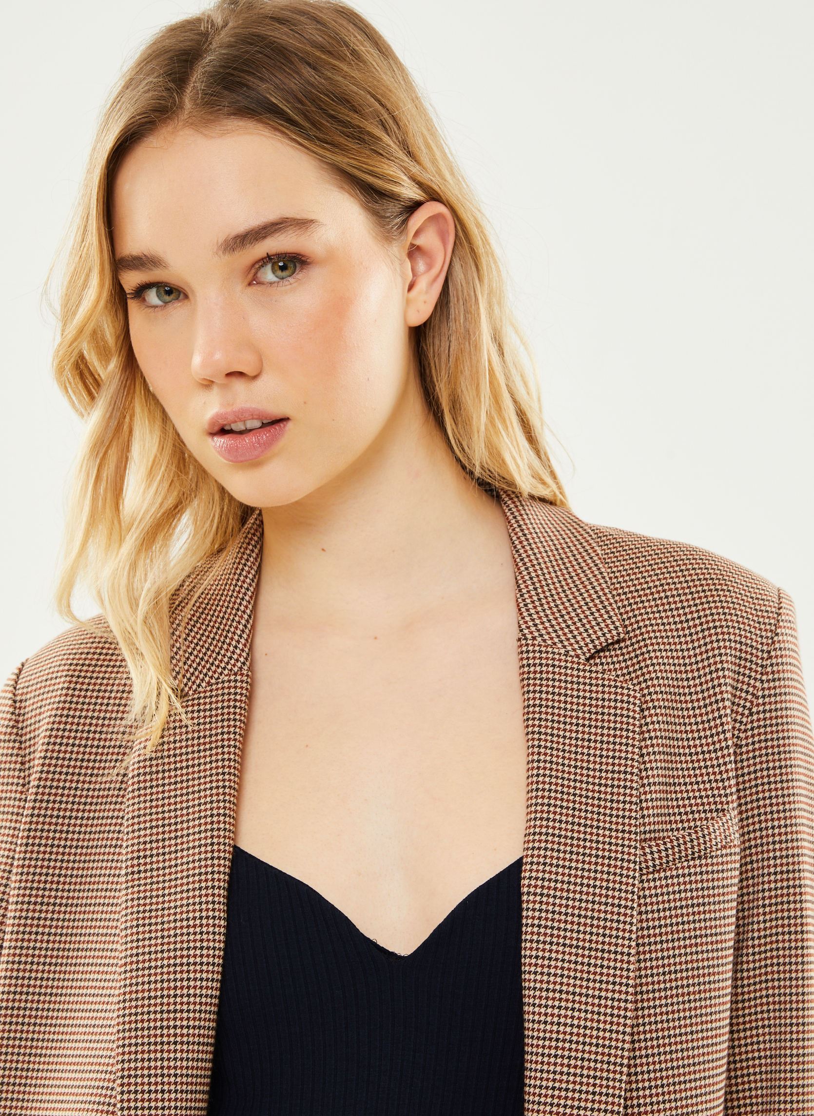 Blazer Victorya dames bruin La Petite Etoile Blazer Victorya dames bruin Pied de poule