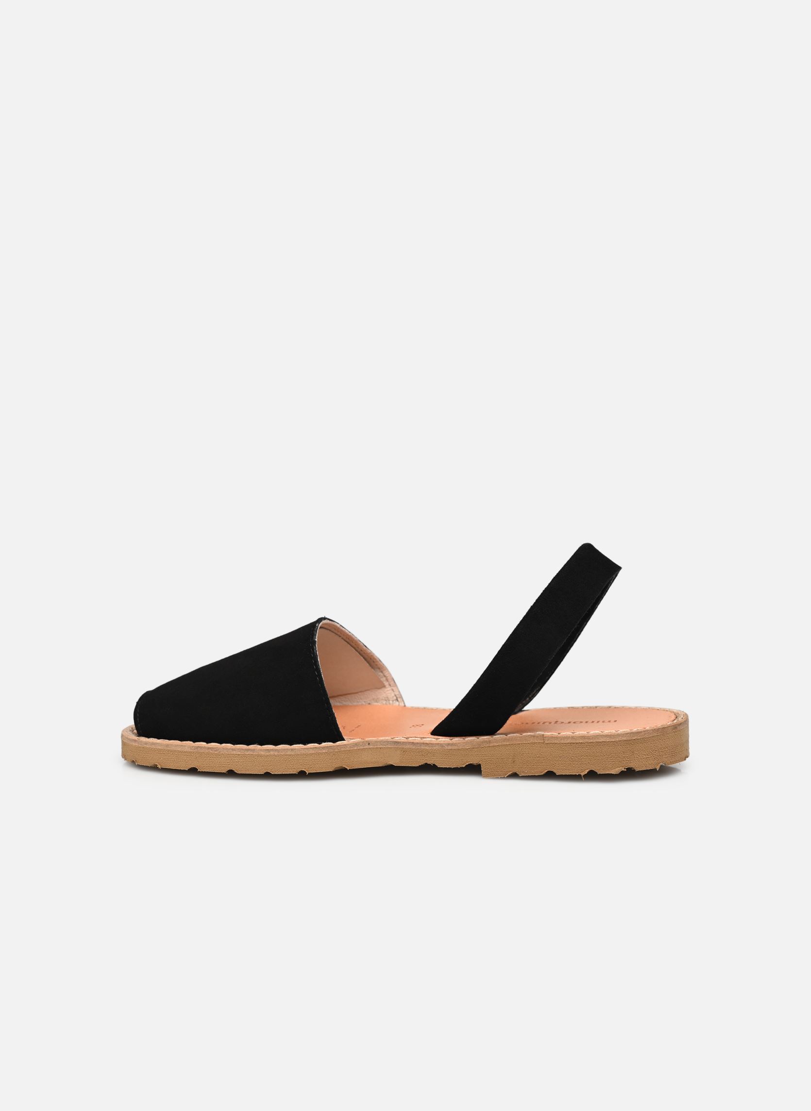 Flache Sandalen Avarca Daim damen schwarz Minorquines Flache Sandalen Avarca Daim damen schwarz NEGRO