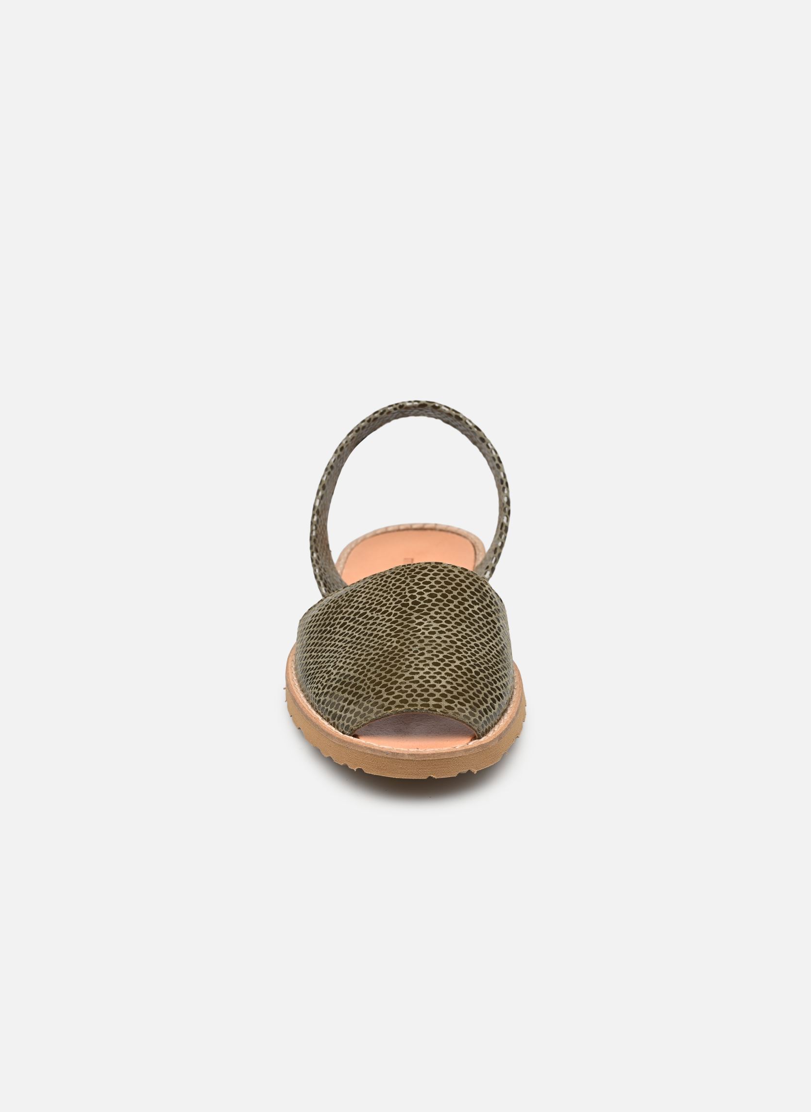Flache Sandalen Avarca Cuir Lézard damen grün Minorquines Flache Sandalen Avarca Cuir Lézard damen grün OLIVA