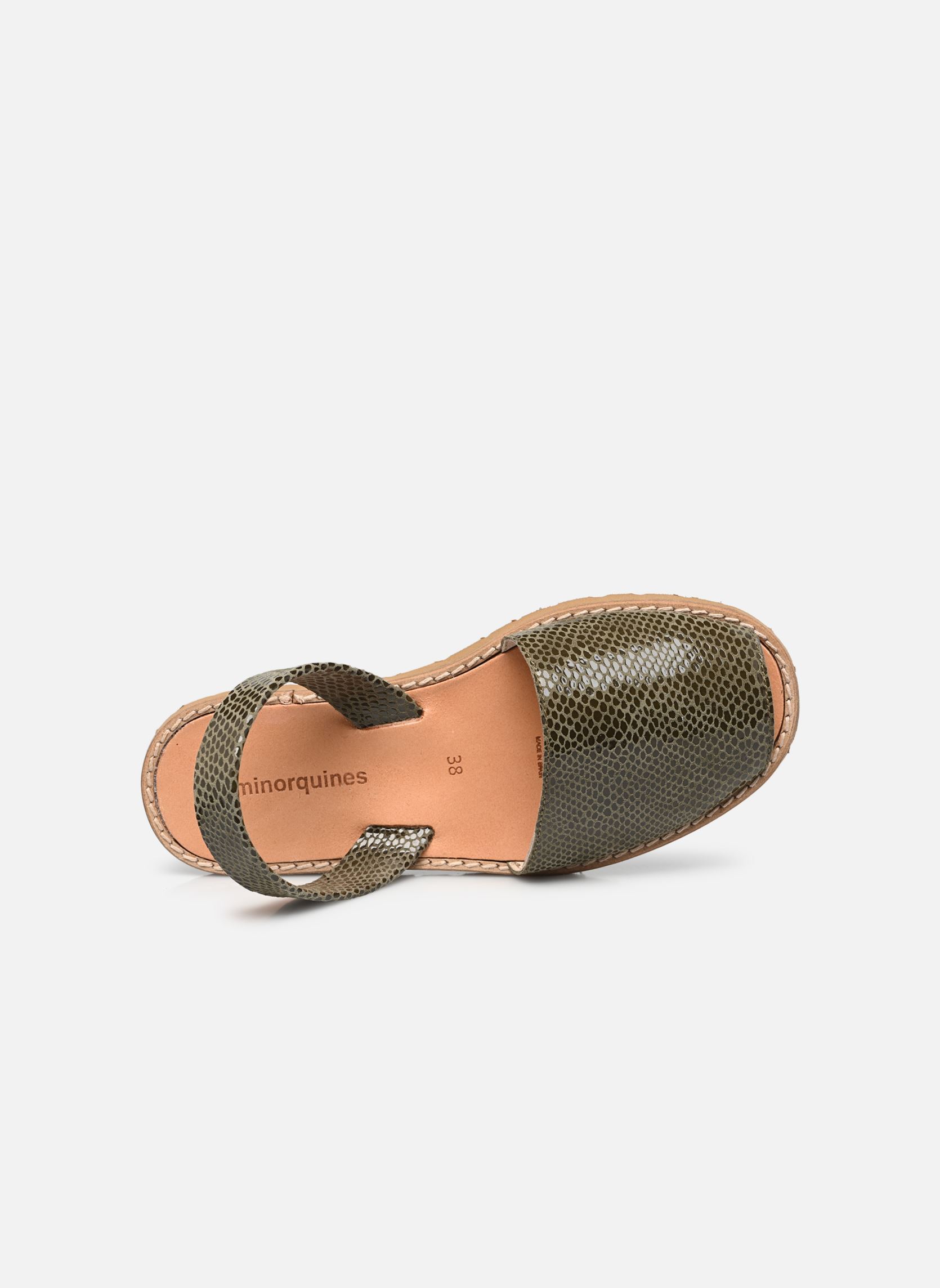 Flache Sandalen Avarca Cuir Lézard damen grün Minorquines Flache Sandalen Avarca Cuir Lézard damen grün OLIVA