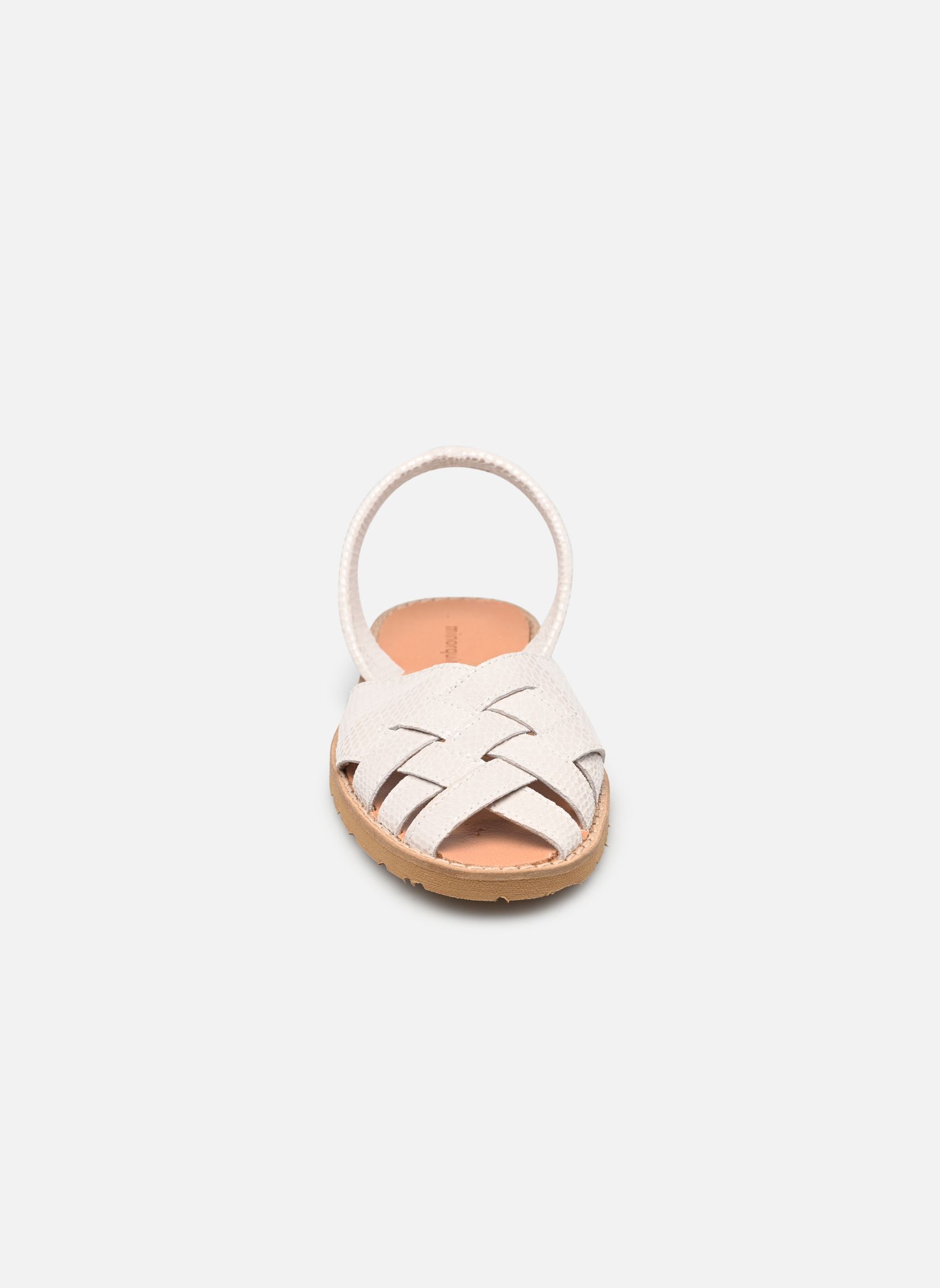 Sandalias planas Avarca Compostelle Lézard mujer blanco Minorquines Sandalias planas Avarca Compostelle Lézard mujer blanco BLANCO