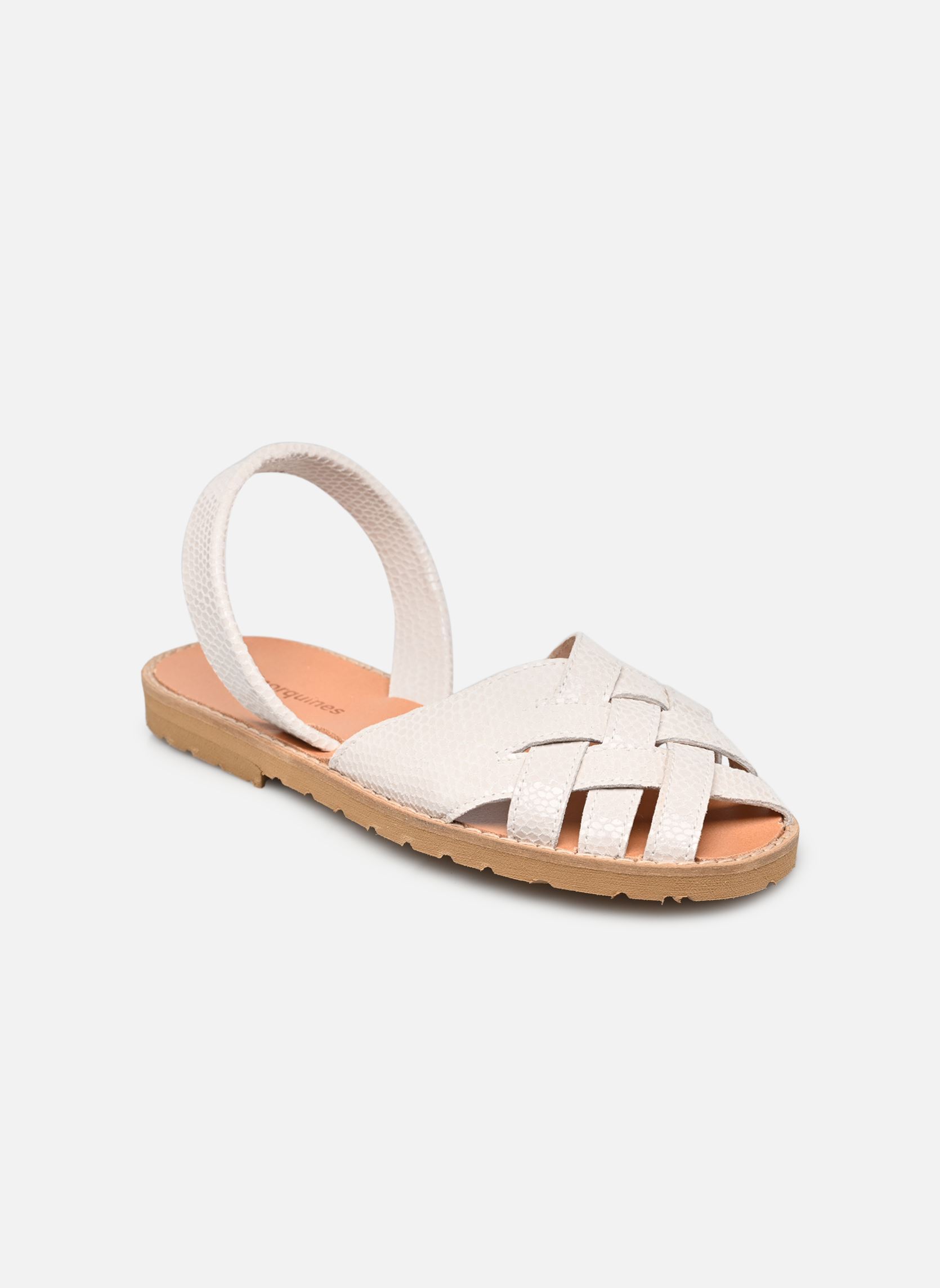 Sandalias planas Avarca Compostelle Lézard mujer blanco Minorquines Sandalias planas Avarca Compostelle Lézard mujer blanco BLANCO