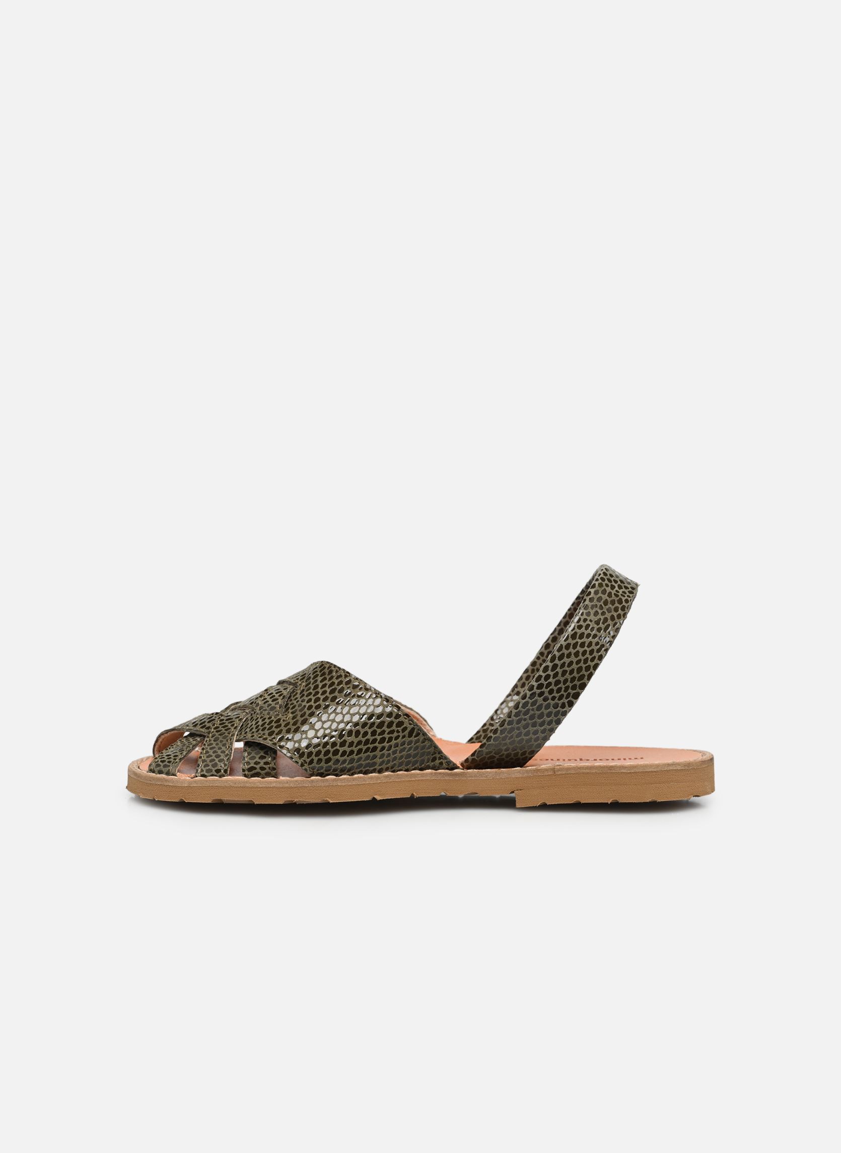 Sandalias planas Avarca Compostelle Lézard mujer verde Minorquines Sandalias planas Avarca Compostelle Lézard mujer verde OLIVA