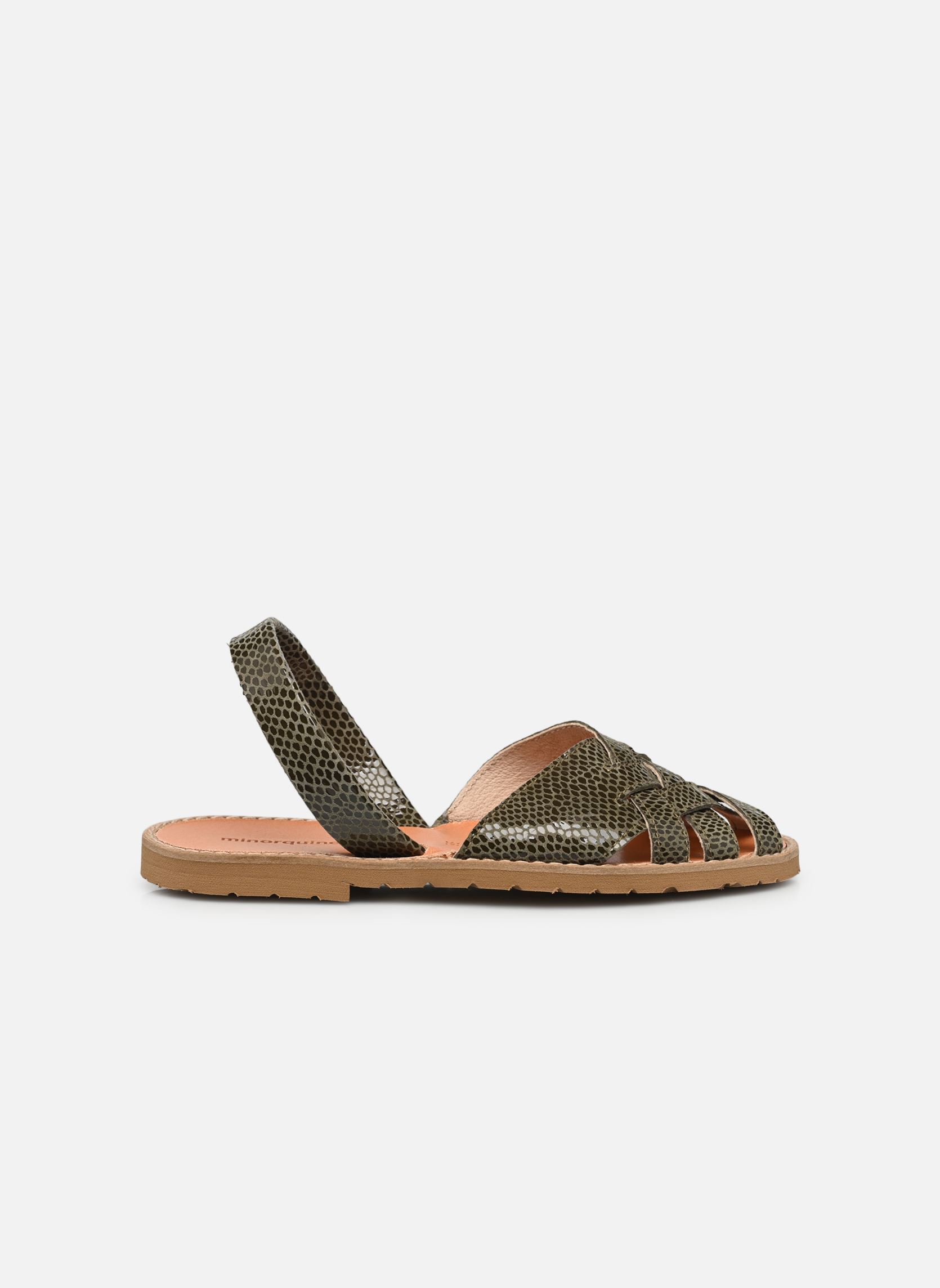 Sandalias planas Avarca Compostelle Lézard mujer verde Minorquines Sandalias planas Avarca Compostelle Lézard mujer verde OLIVA