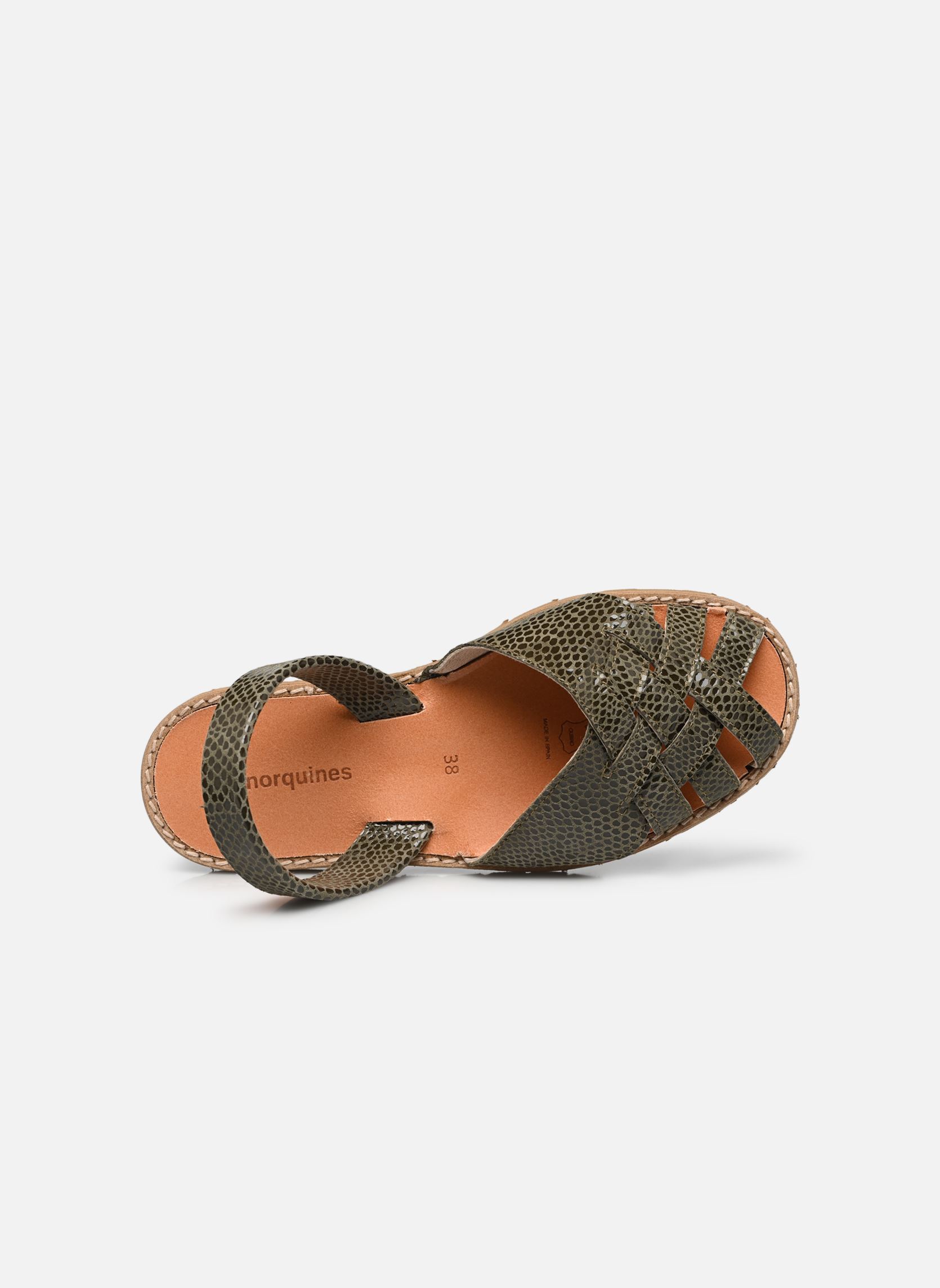 Sandalias planas Avarca Compostelle Lézard mujer verde Minorquines Sandalias planas Avarca Compostelle Lézard mujer verde OLIVA