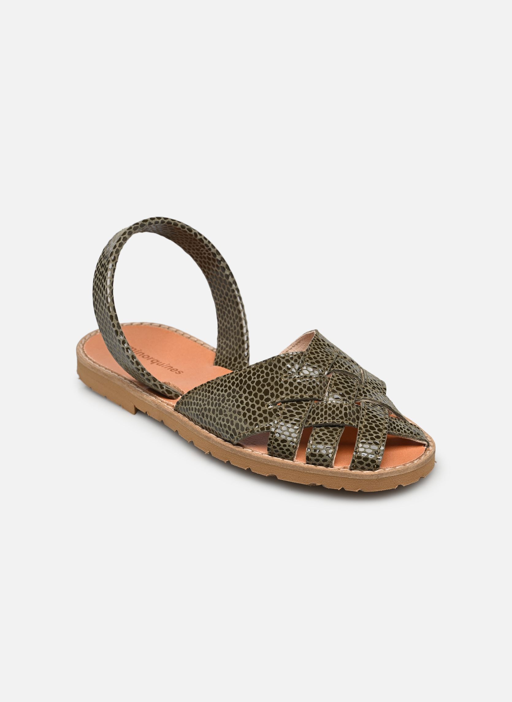 Sandalias planas Avarca Compostelle Lézard mujer verde Minorquines Sandalias planas Avarca Compostelle Lézard mujer verde OLIVA