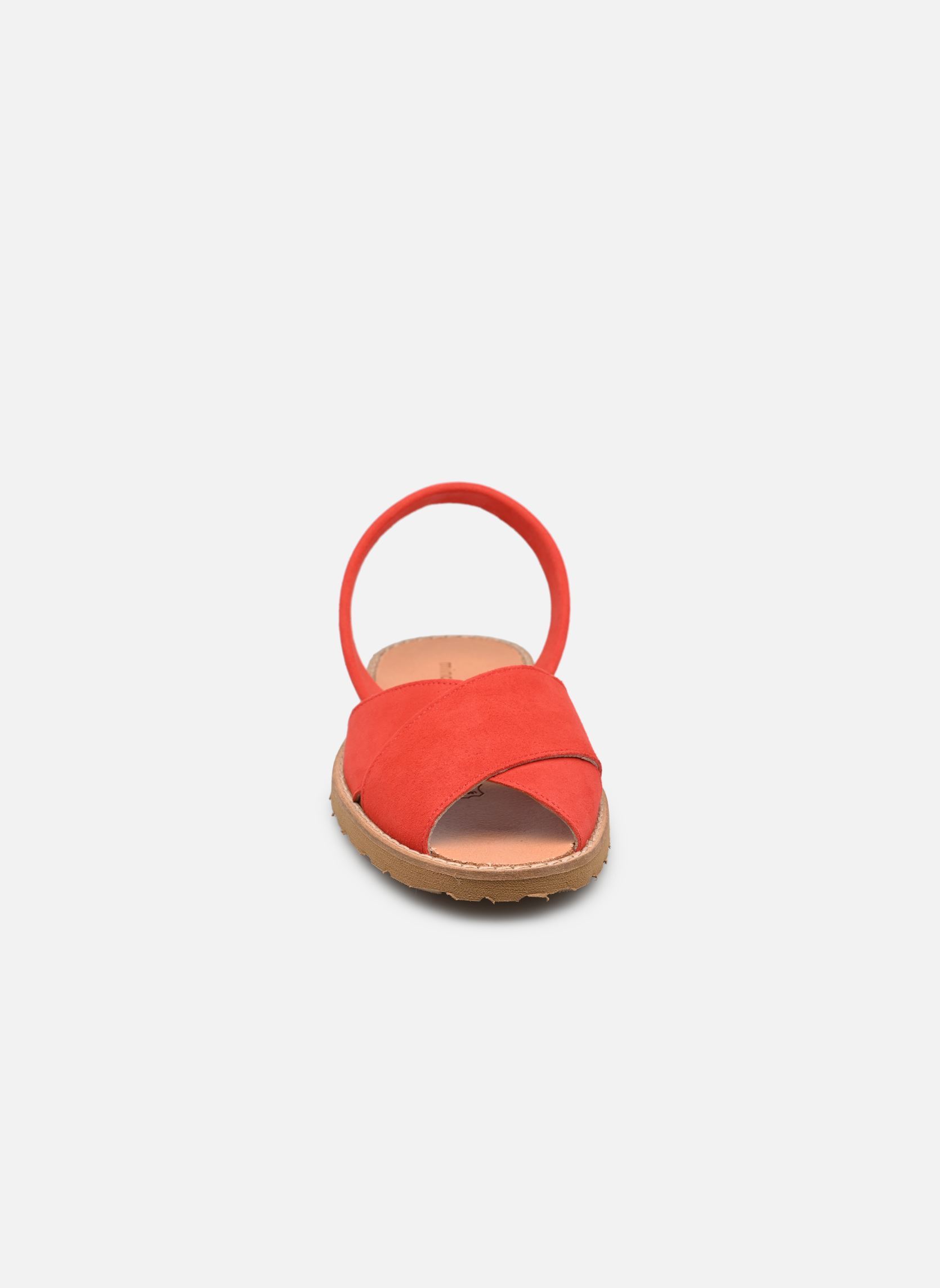 Sandales plates Avarca Cala Daim femme rouge Minorquines Sandales plates Avarca Cala Daim femme rouge LIPS