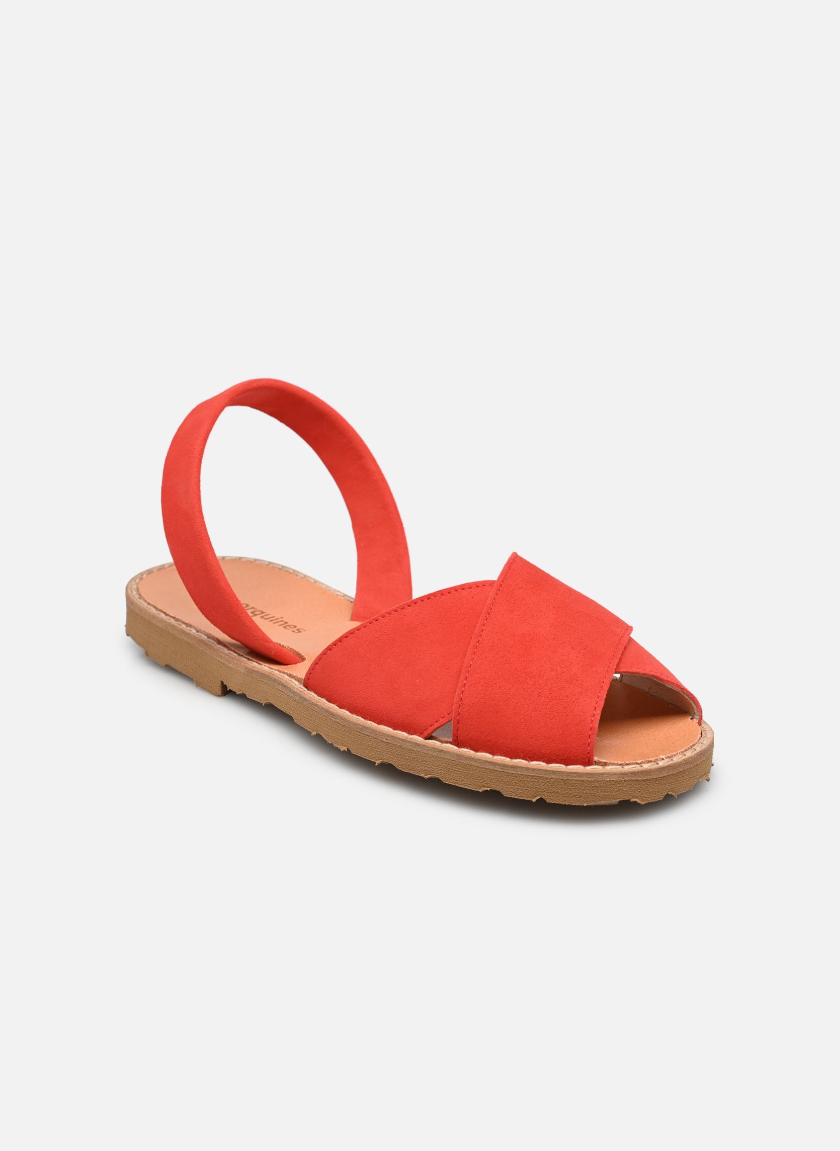 Sandales plates Avarca Cala Daim femme rouge Minorquines Sandales plates Avarca Cala Daim femme rouge LIPS