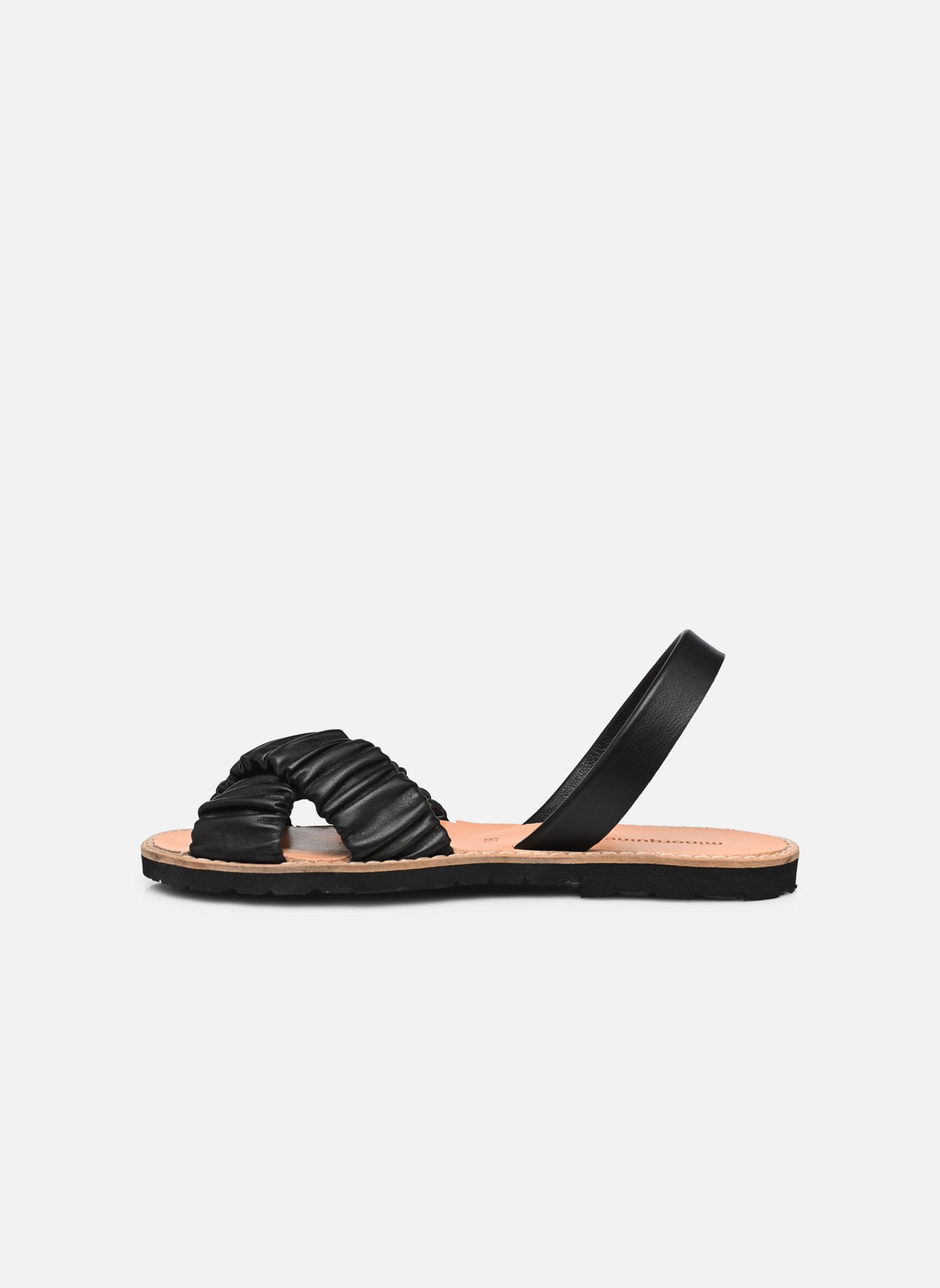 Sandalias planas Avarca Illueca Cuir mujer negro Minorquines Sandalias planas Avarca Illueca Cuir mujer negro NEGRO