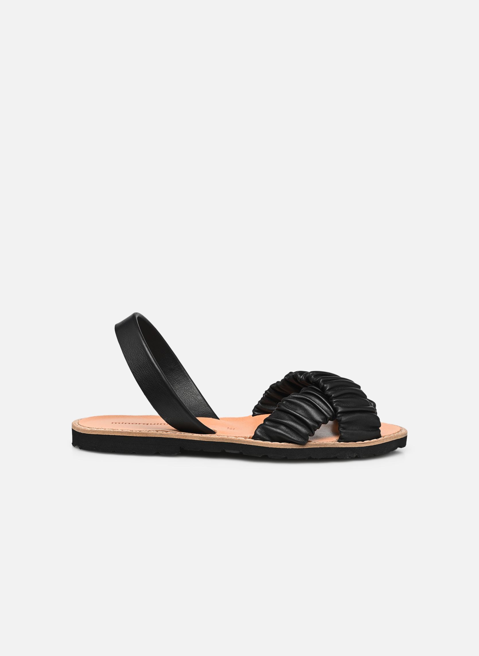 Sandalias planas Avarca Illueca Cuir mujer negro Minorquines Sandalias planas Avarca Illueca Cuir mujer negro NEGRO