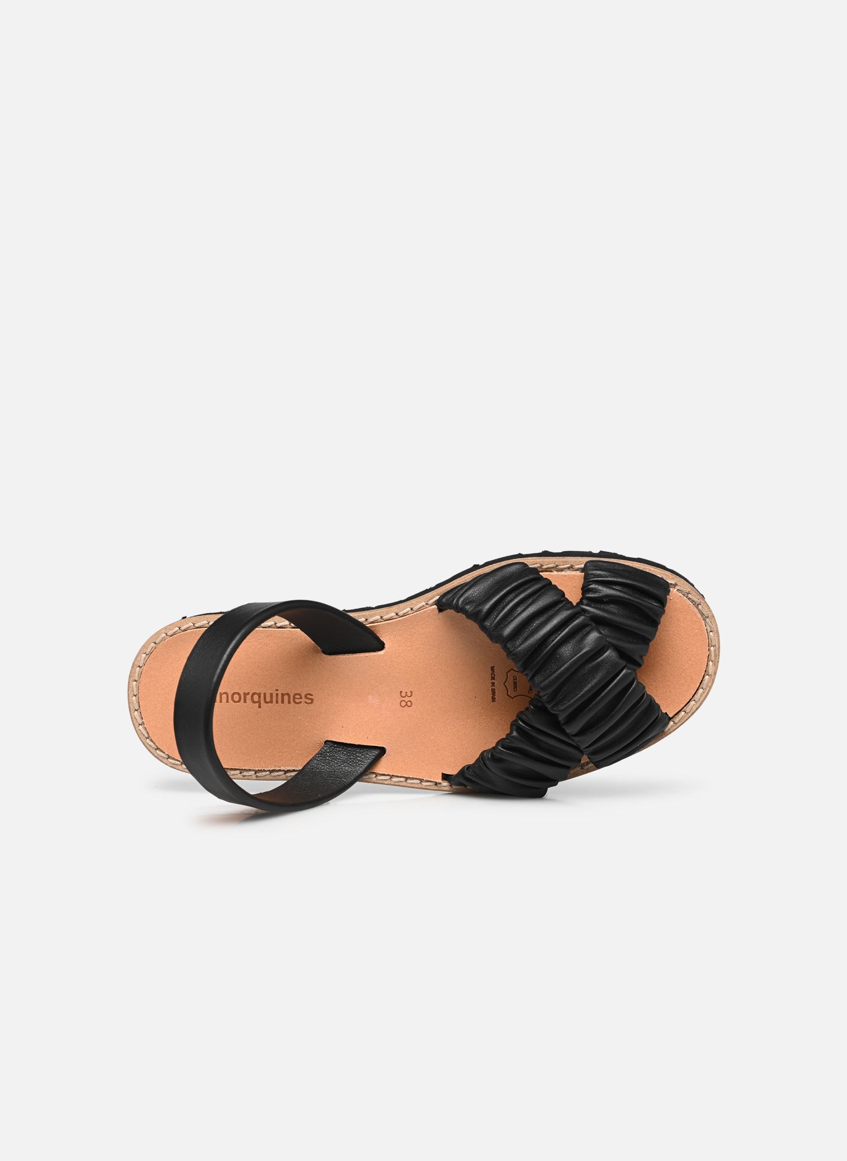 Sandalias planas Avarca Illueca Cuir mujer negro Minorquines Sandalias planas Avarca Illueca Cuir mujer negro NEGRO