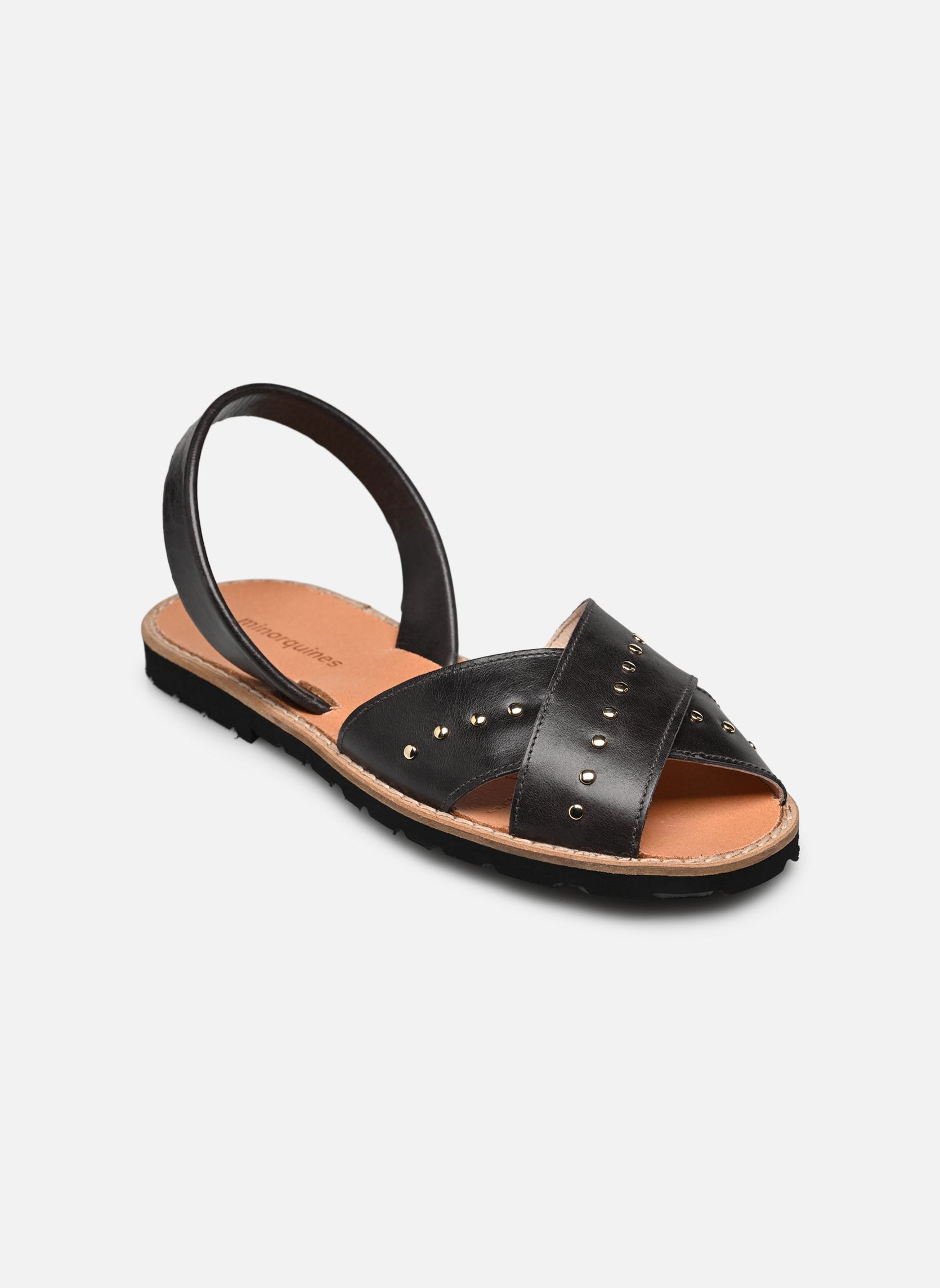 Sandalias planas Avarca Rock Cuir Vintage mujer negro Minorquines Sandalias planas Avarca Rock Cuir Vintage mujer negro DARK GREY