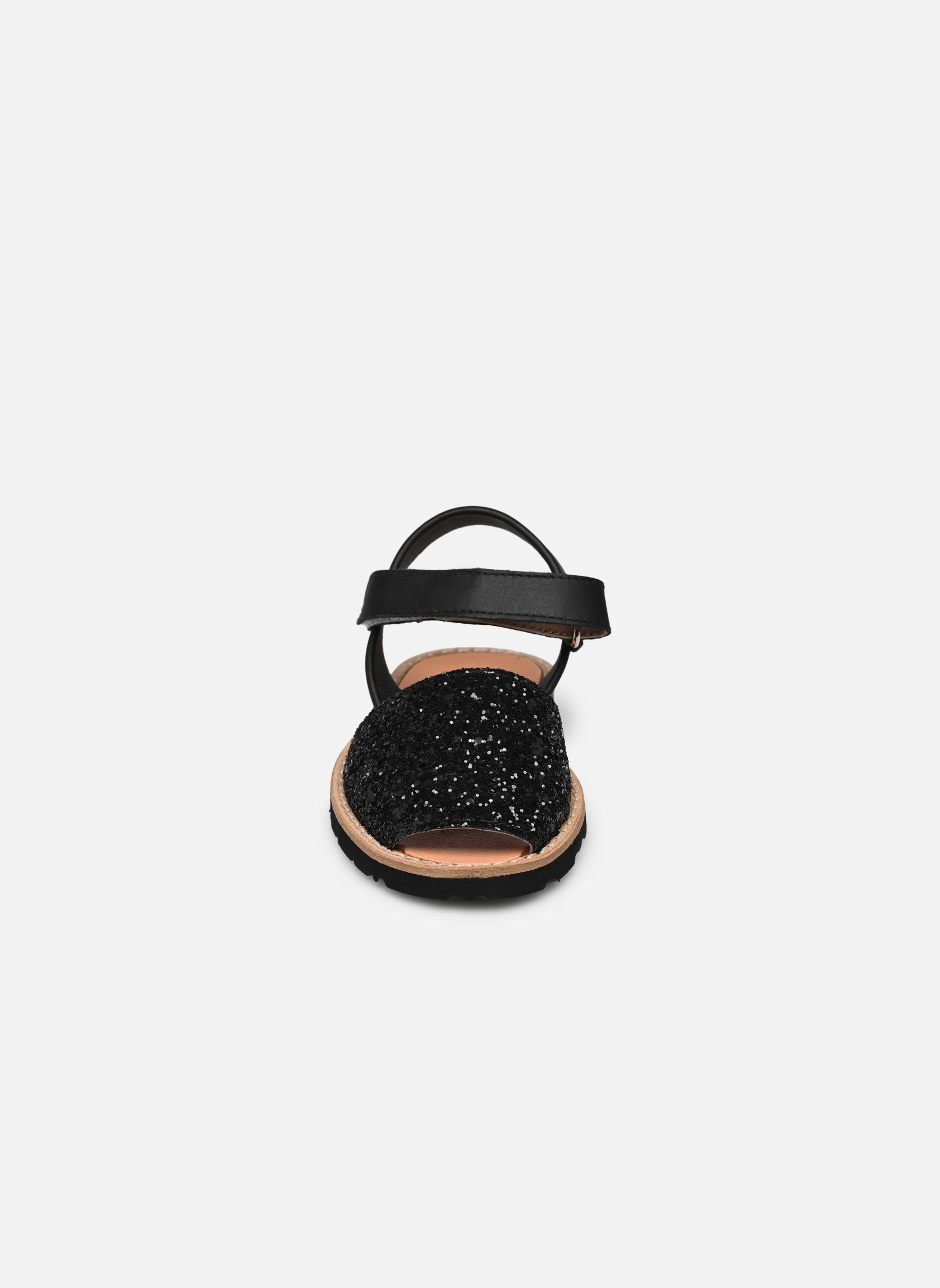 Sandalias Avarca Velcro Paillettes niña negro Minorquines Sandalias Avarca Velcro Paillettes niña negro NEGRO