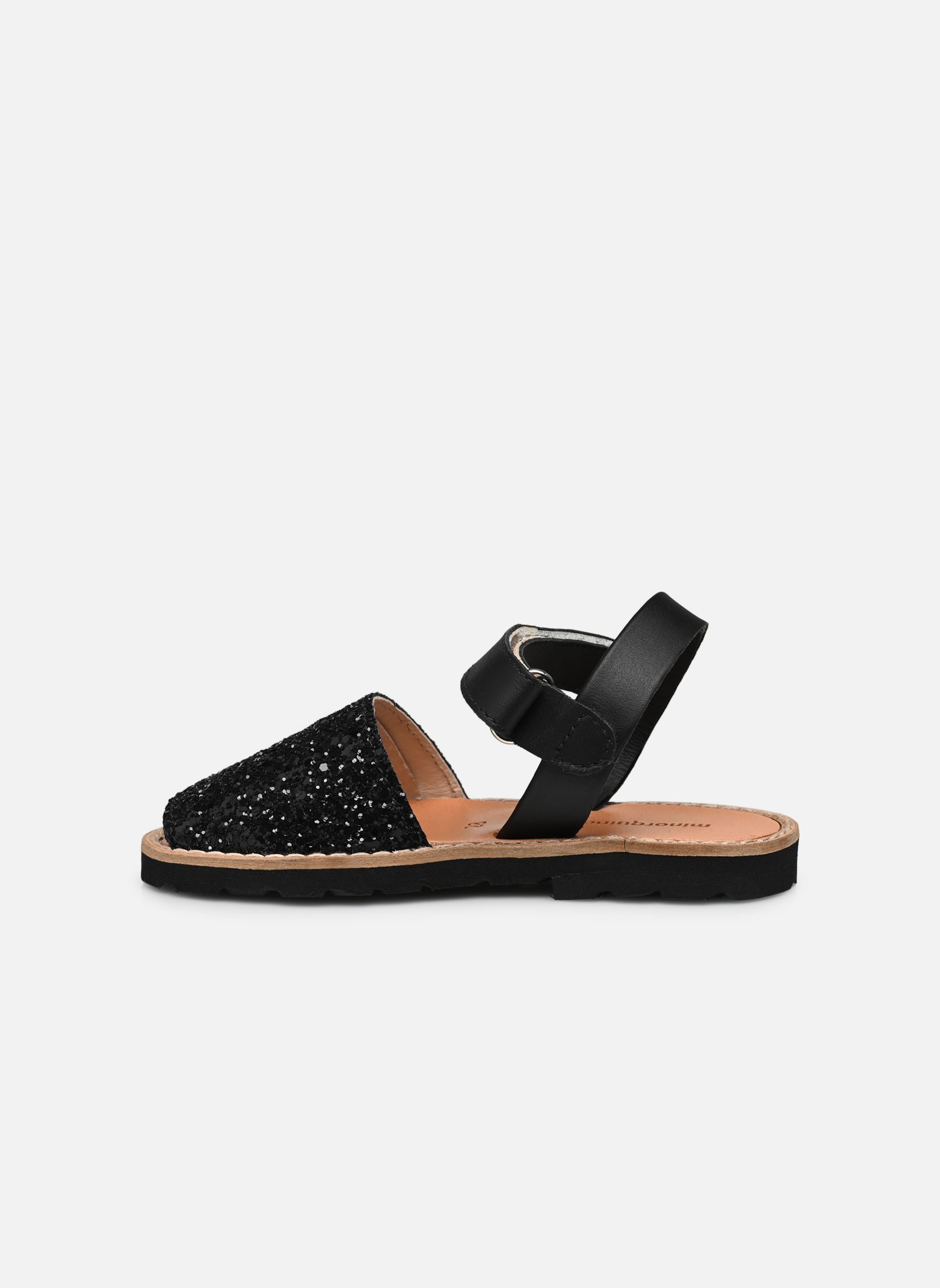 Sandalias Avarca Velcro Paillettes niña negro Minorquines Sandalias Avarca Velcro Paillettes niña negro NEGRO