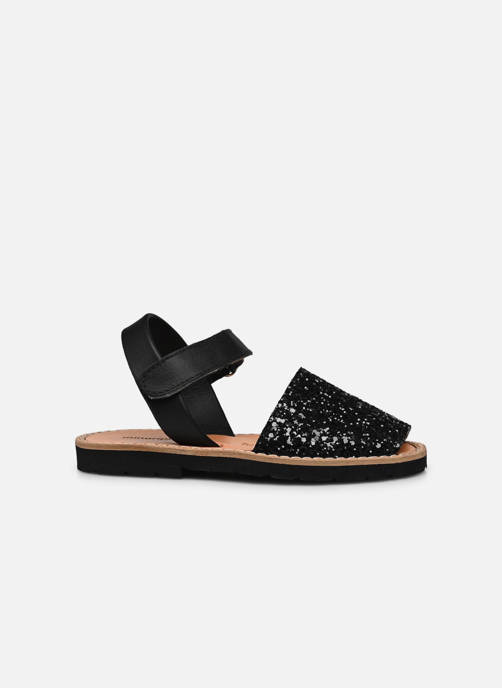Sandalias Avarca Velcro Paillettes niña negro Minorquines Sandalias Avarca Velcro Paillettes niña negro NEGRO