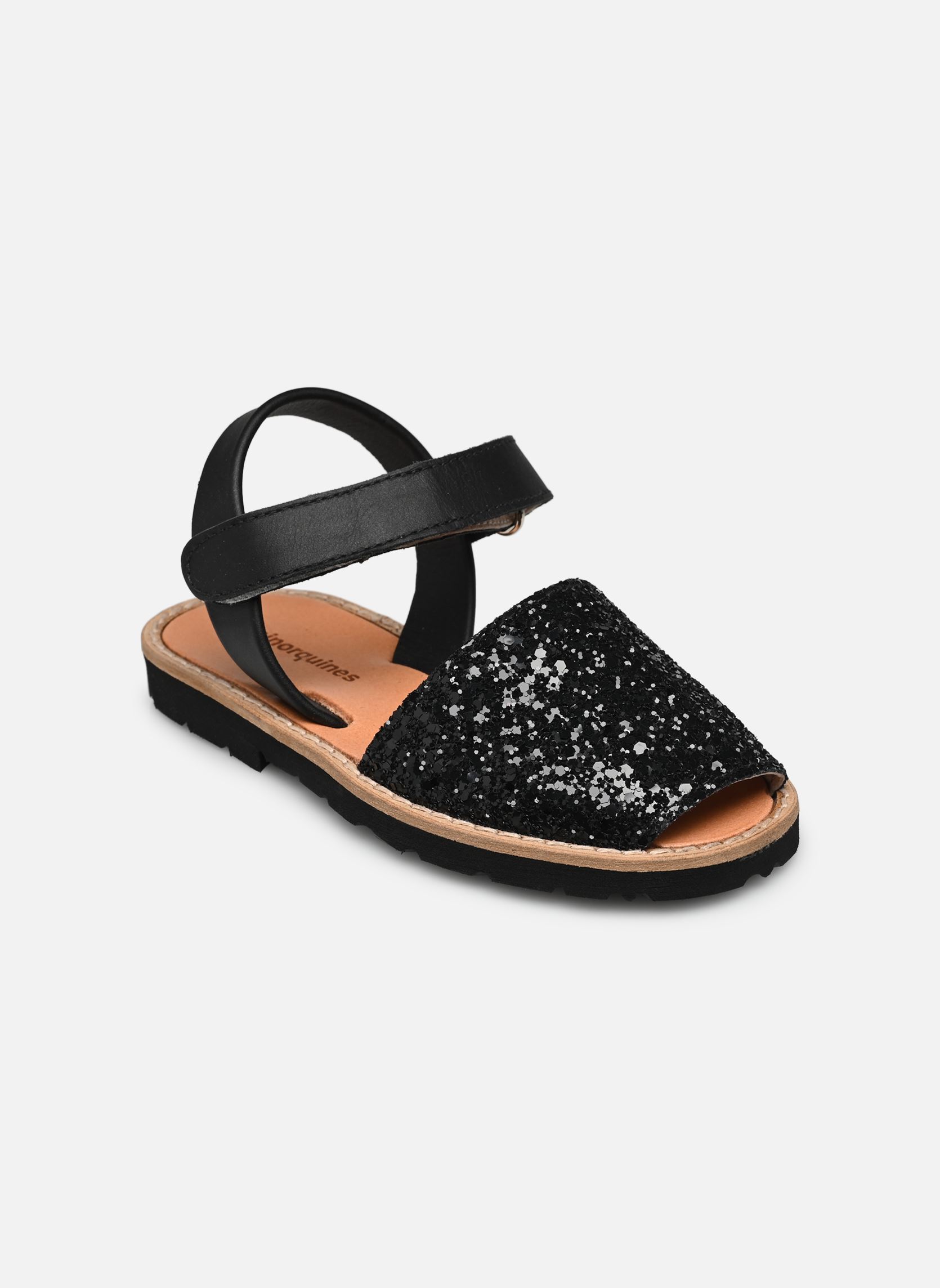 Sandalias Avarca Velcro Paillettes niña negro Minorquines Sandalias Avarca Velcro Paillettes niña negro NEGRO