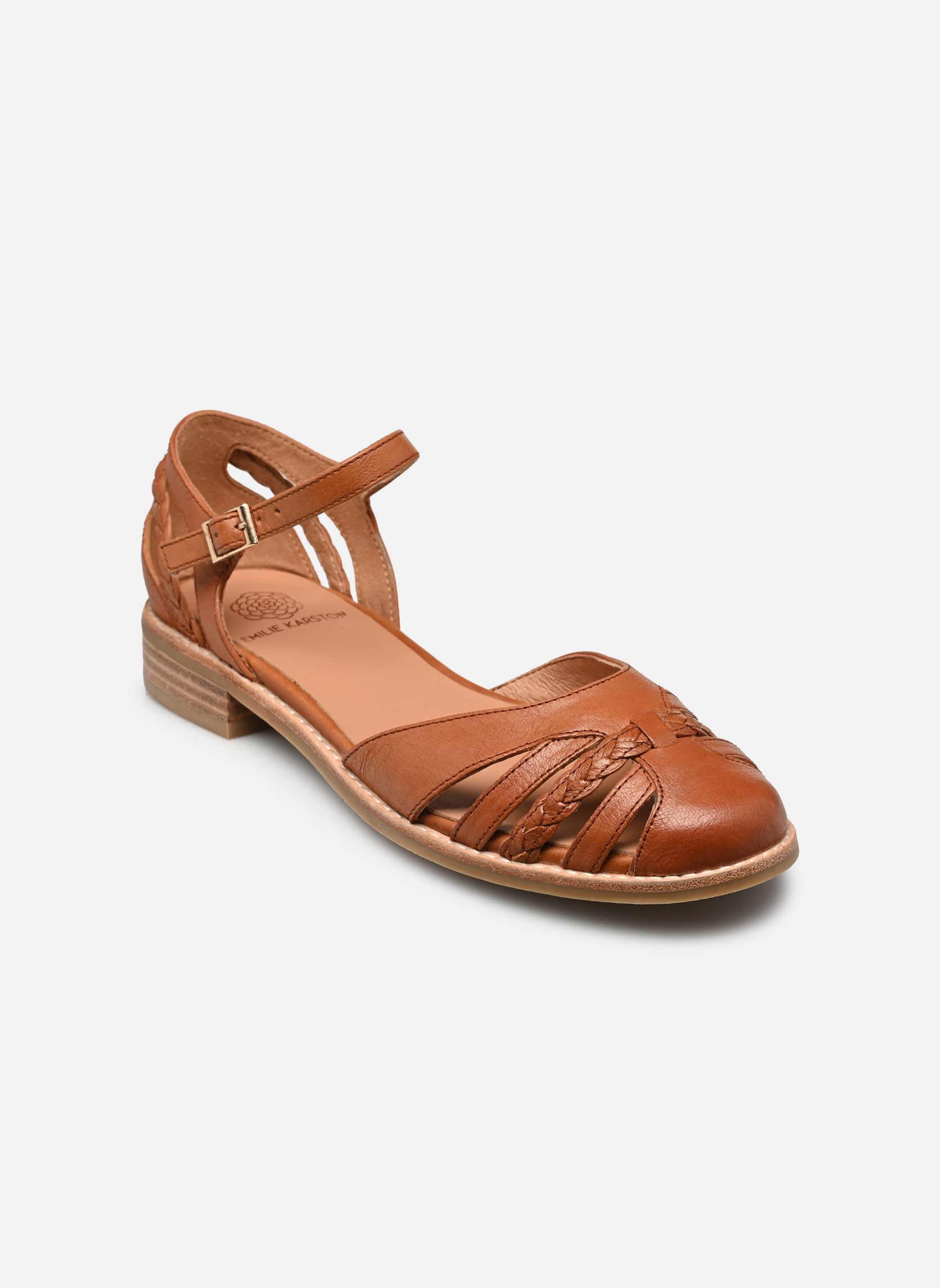 Sandales plates Jinette femme marron Karston Sandales plates Jinette femme marron Camel