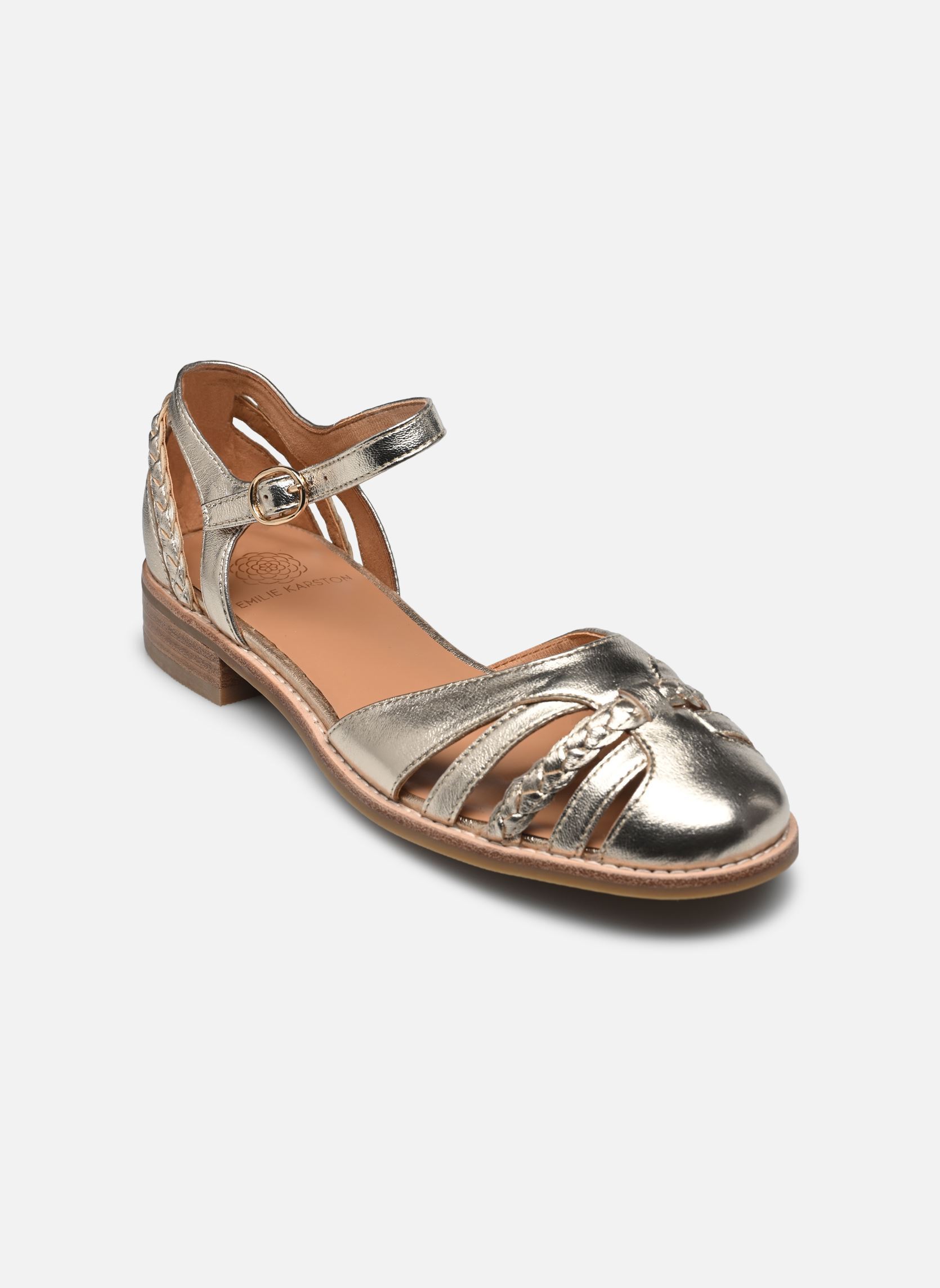 Platte sandalen Jinette dames goud en brons Karston Platte sandalen Jinette dames goud en brons Platine