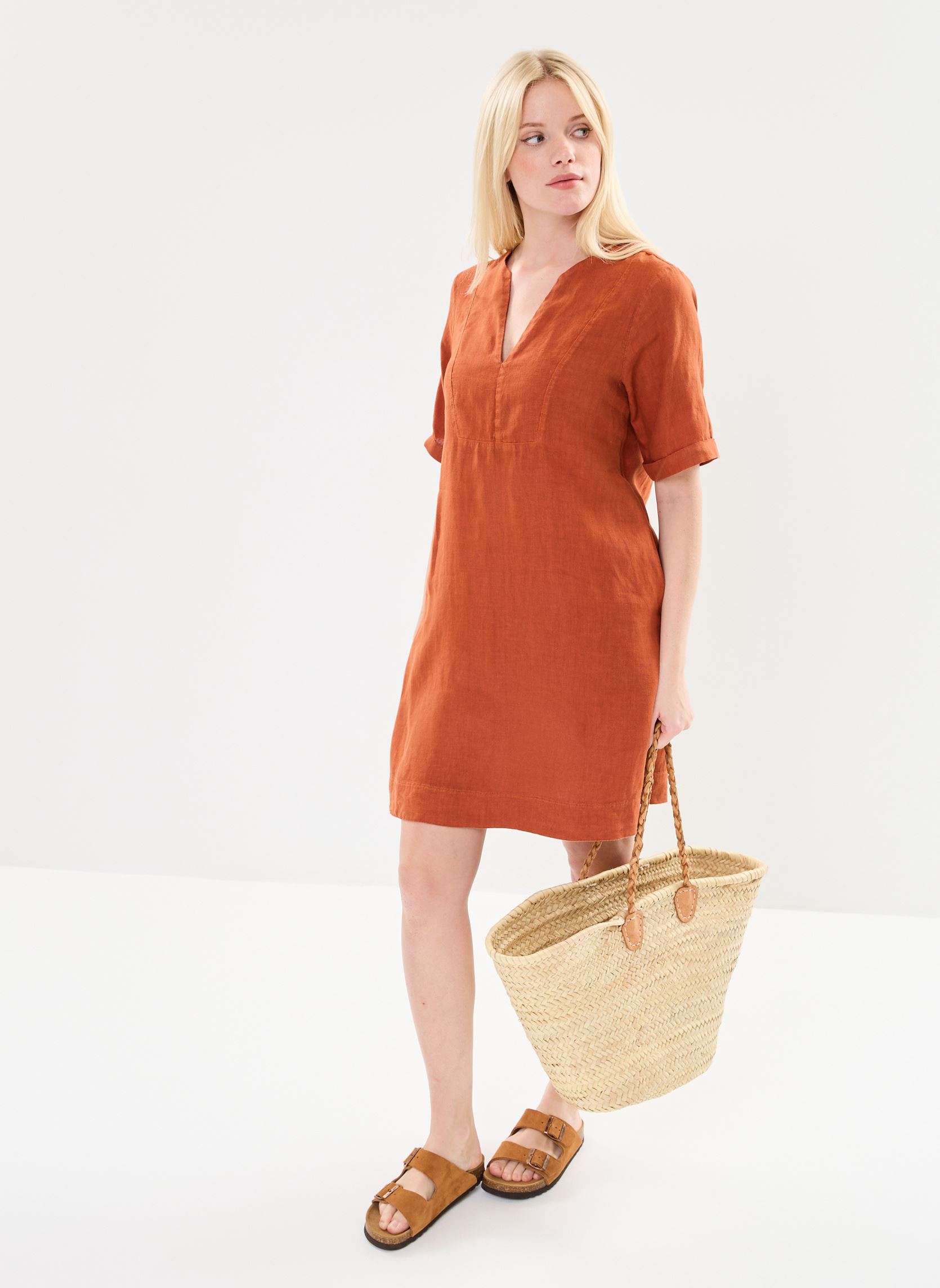 Robes FH-RO-VALETTE-L femme marron La Fée Maraboutée Robes FH-RO-VALETTE-L femme marron COGNAC