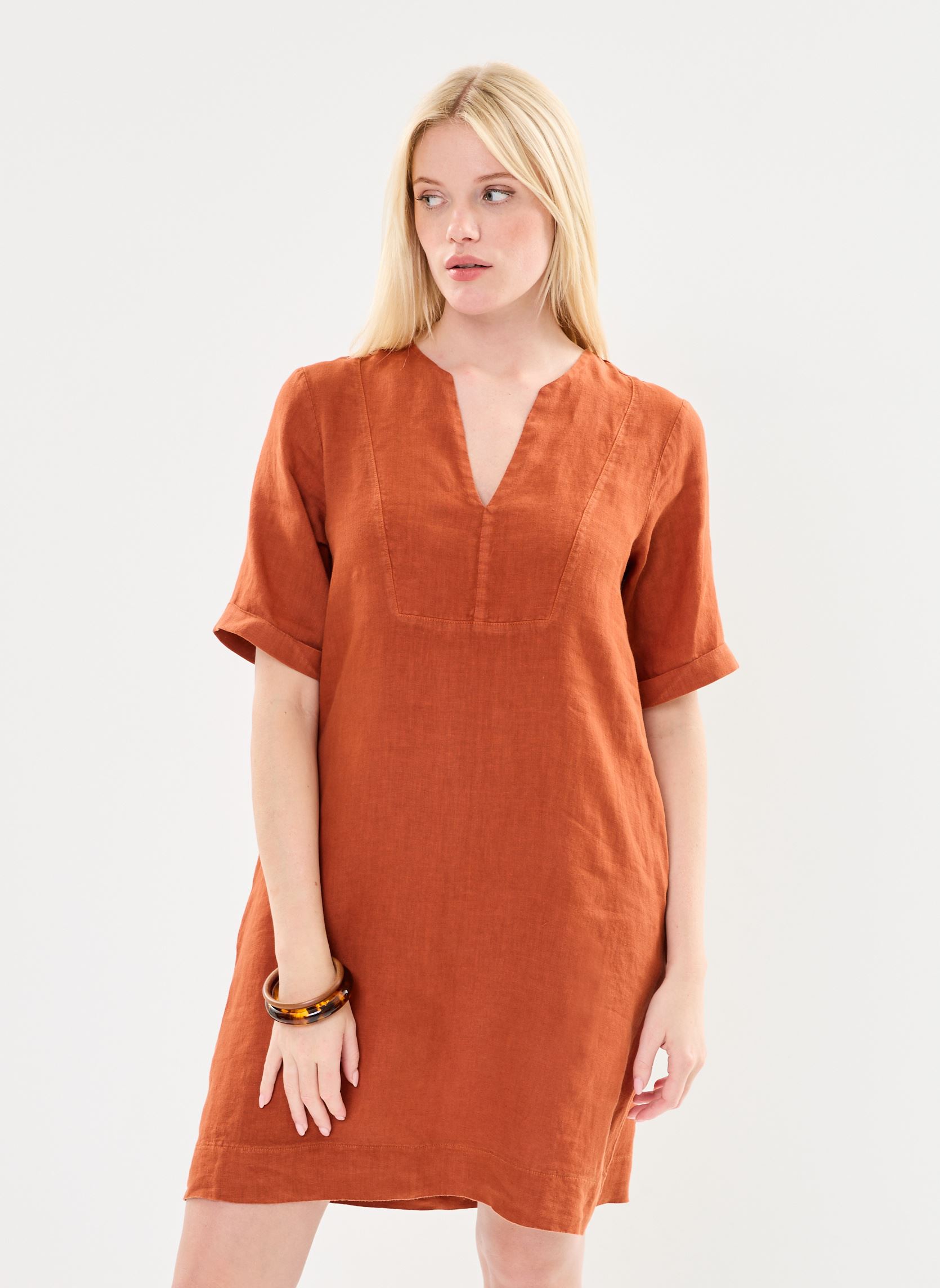 Robes FH-RO-VALETTE-L femme marron La Fée Maraboutée Robes FH-RO-VALETTE-L femme marron COGNAC