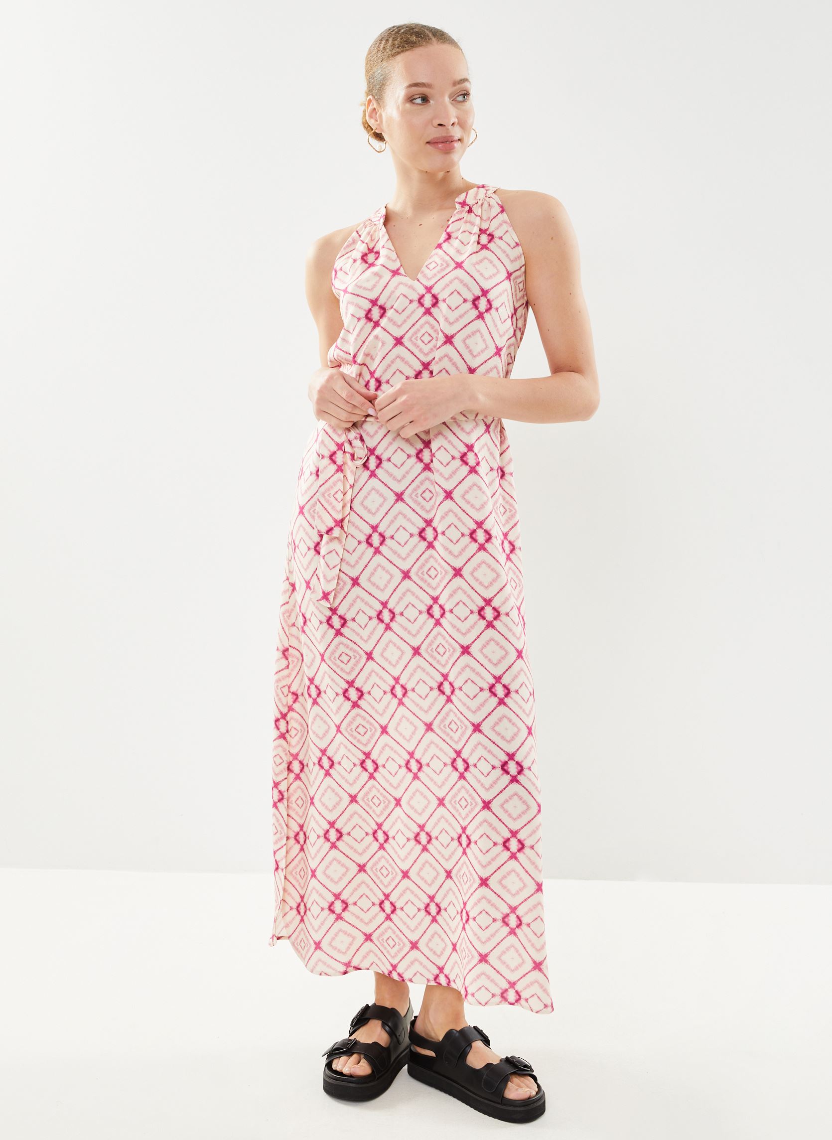 Vestidos largos FH-RO-PARAFE-L mujer rosa La Fée Maraboutée Vestidos largos FH-RO-PARAFE-L mujer rosa ECRU / ROSE