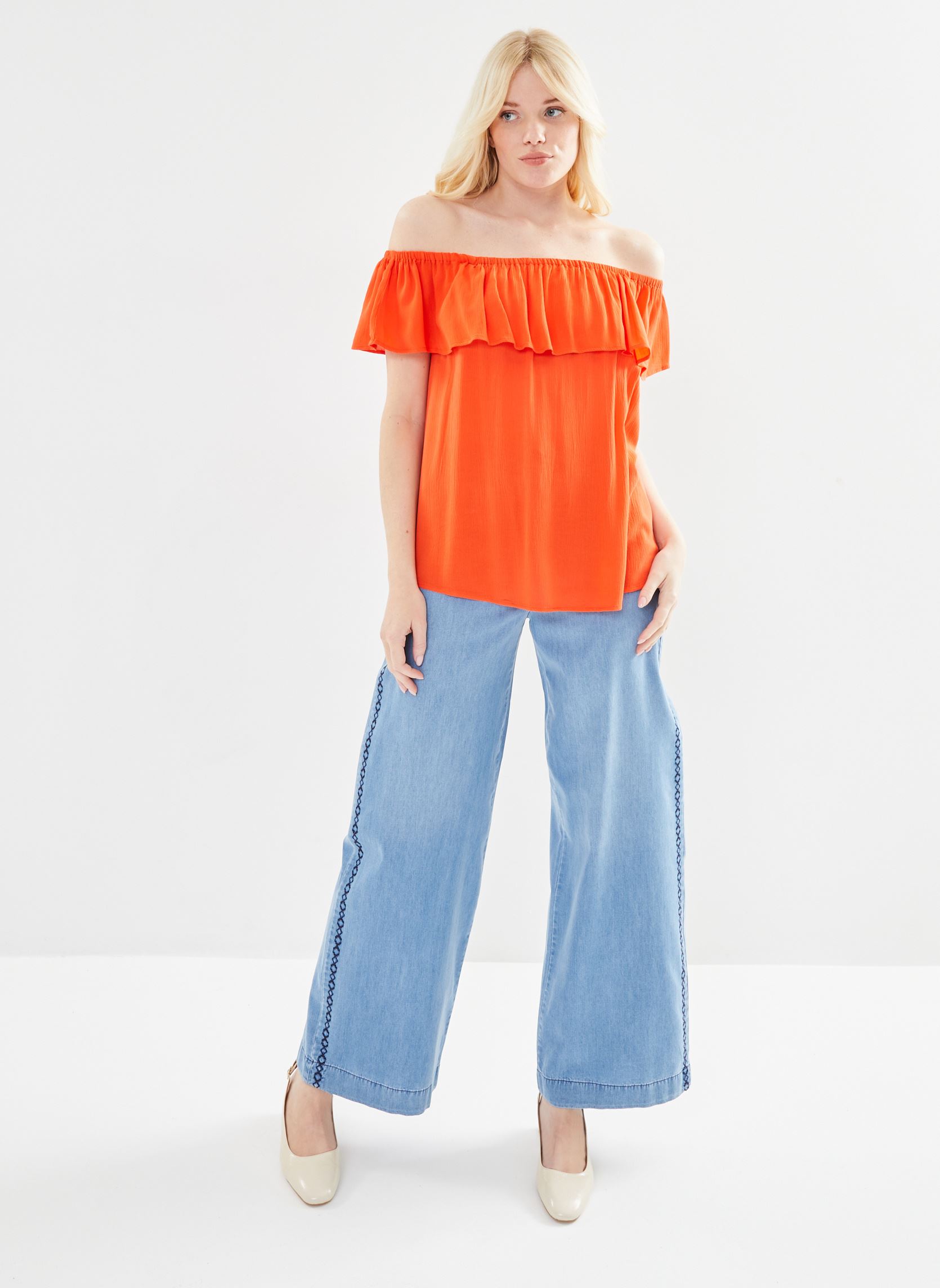 Jeans large FH-PA-VOSITA-T femme bleu La Fée Maraboutée Jeans large FH-PA-VOSITA-T femme bleu BLEACH