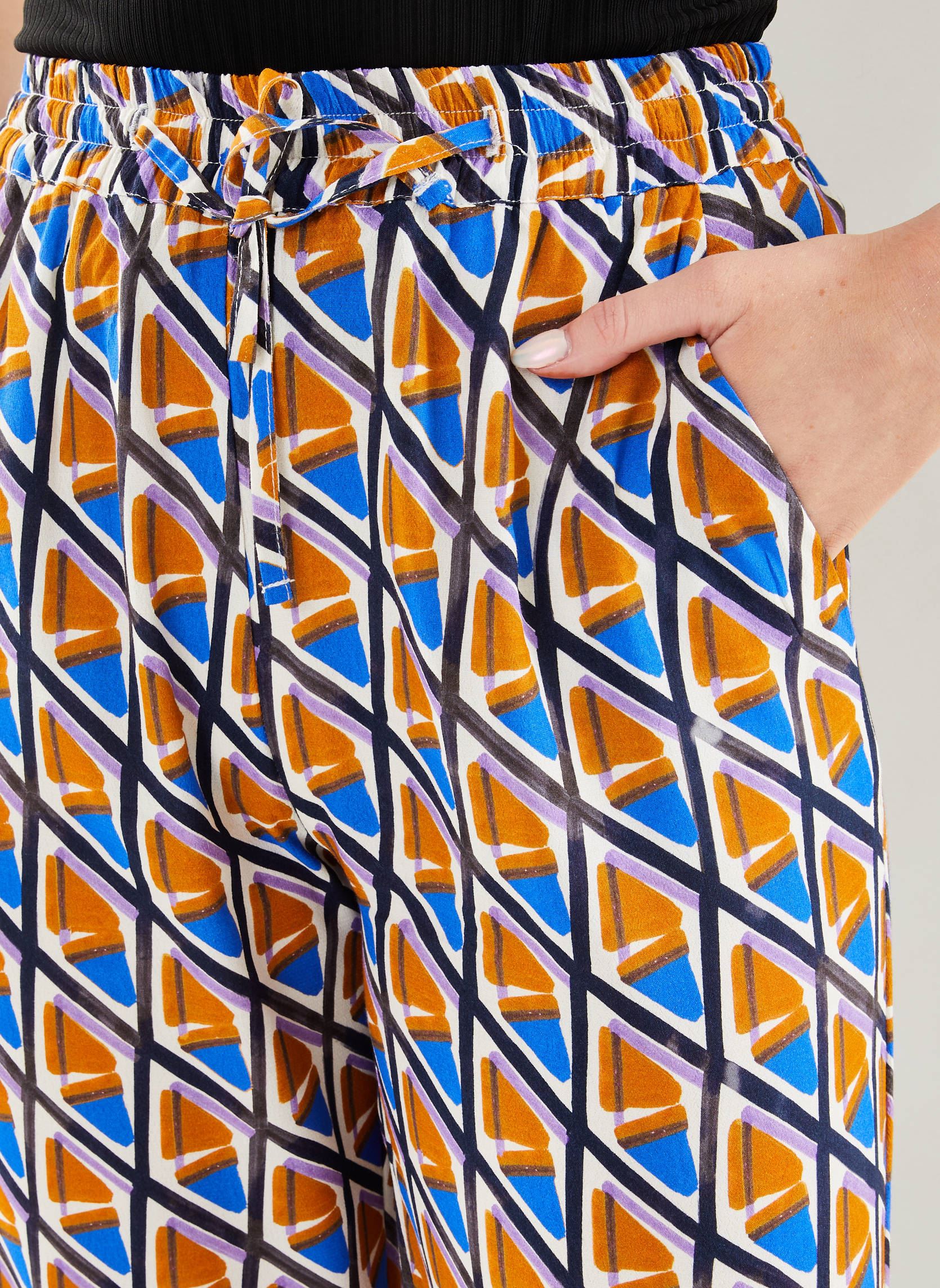 Pantalones anchos FH-PA-BACCHIA-S mujer multicolor La Fée Maraboutée Pantalones anchos FH-PA-BACCHIA-S mujer multicolor BLEU/OCRE